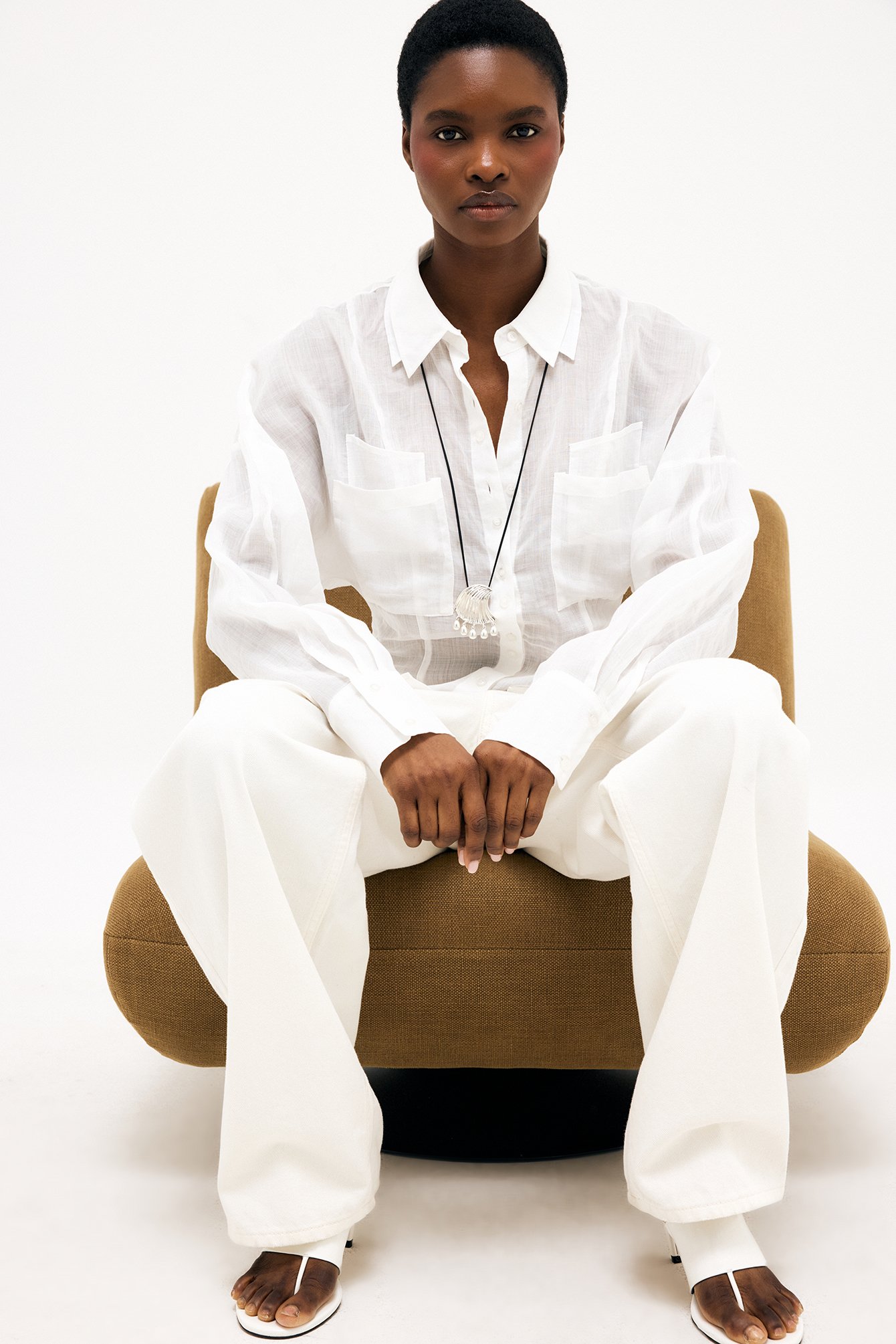 Handpicked x NA-KD Ramie doorschijnende overhemd - Overhemden - Wit - EU 32 - NA-KD / NAKD