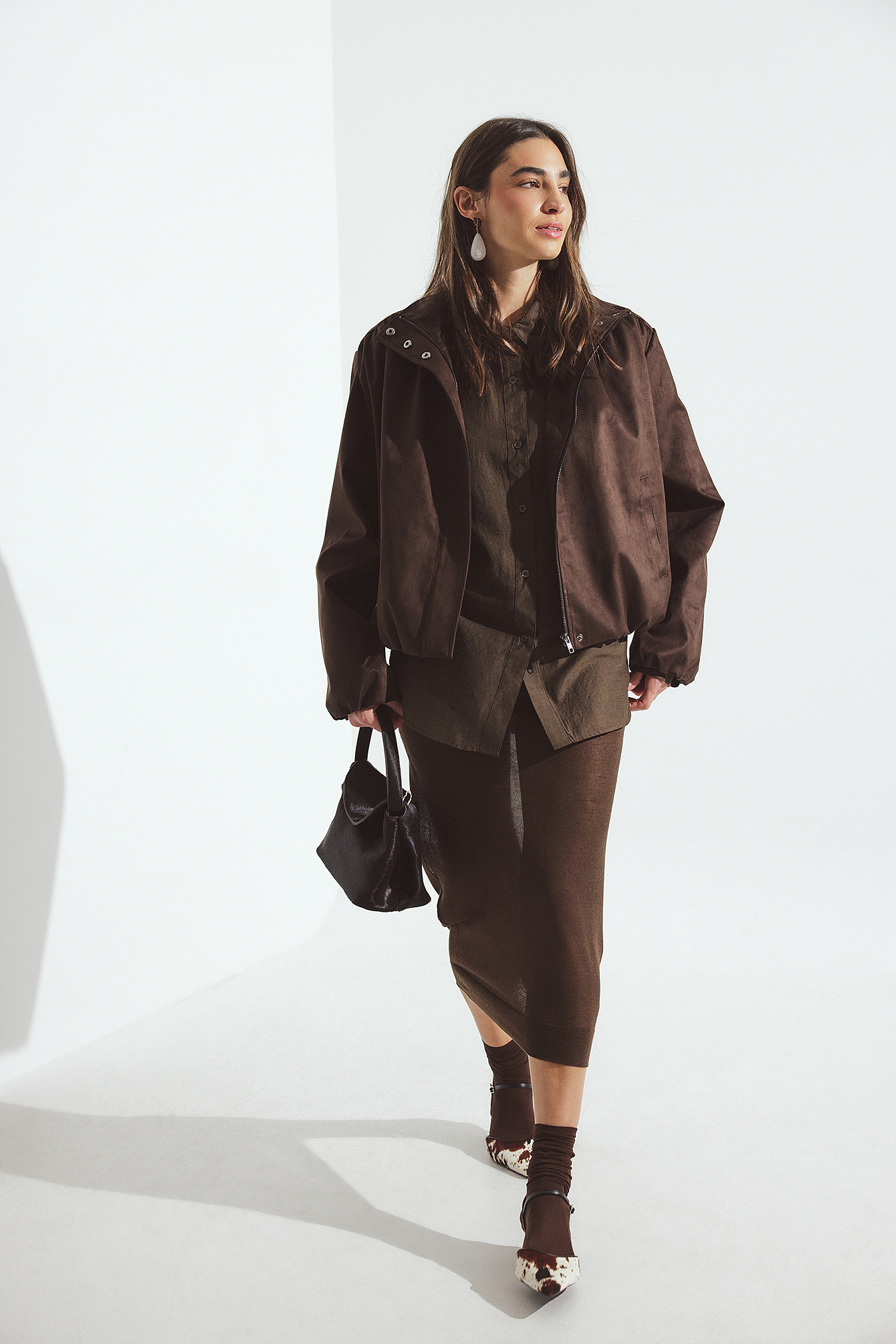 Handpicked x NA-KD Sheer Thin Knitted Skirt - Knitted Skirts - Brown - L (EU 42-44) - NA-KD / NAKD