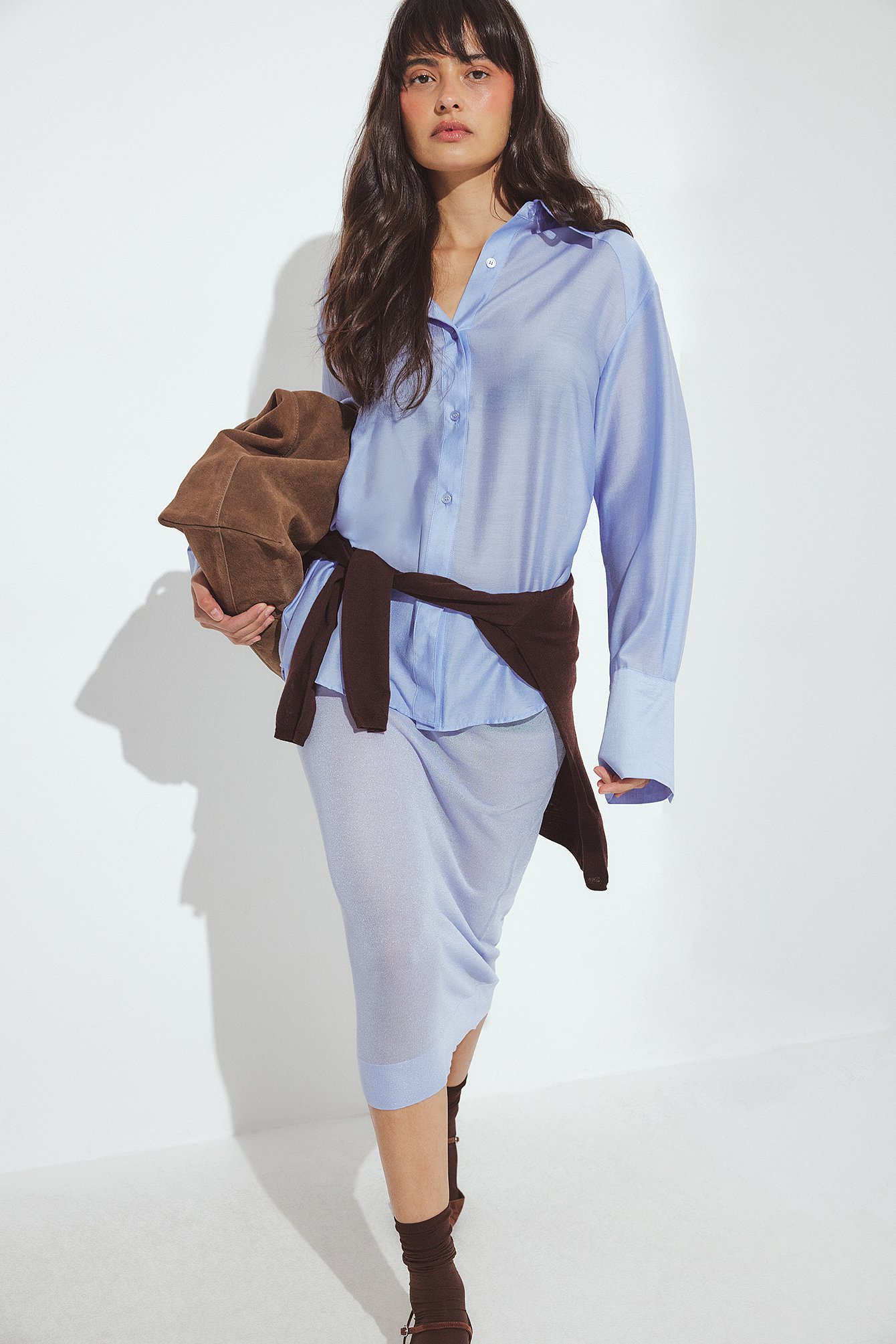 Handpicked x NA-KD Sheer Thin Knitted Skirt - Knitted Skirts - Blue - XS (EU 32) - NA-KD / NAKD