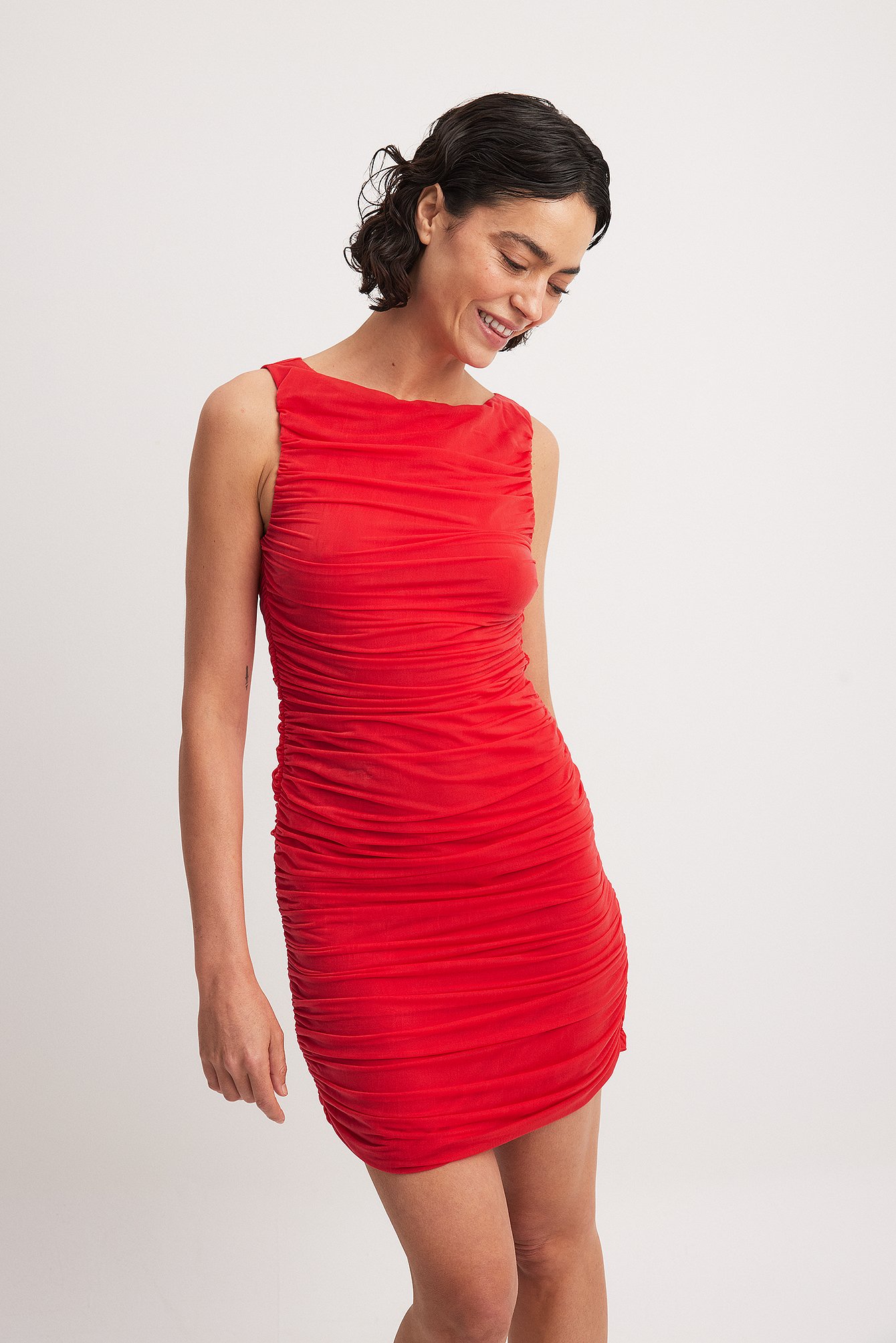 NA-KD Shiny Mini Dress - Drapierte Kleider - Rot - XX-Small - NA-KD / NAKD
