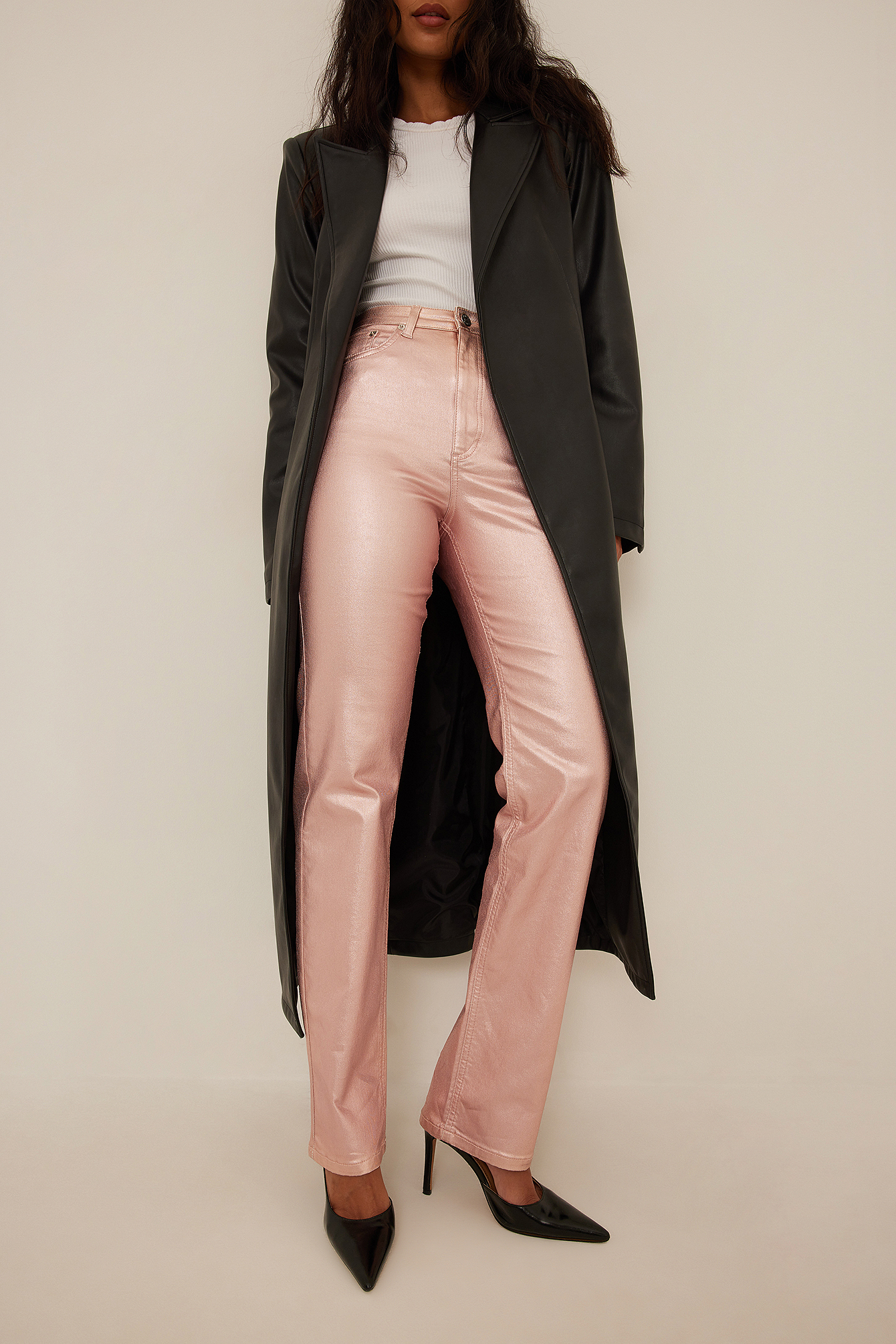 Shiny Straight Denim Pink | na-kd.com