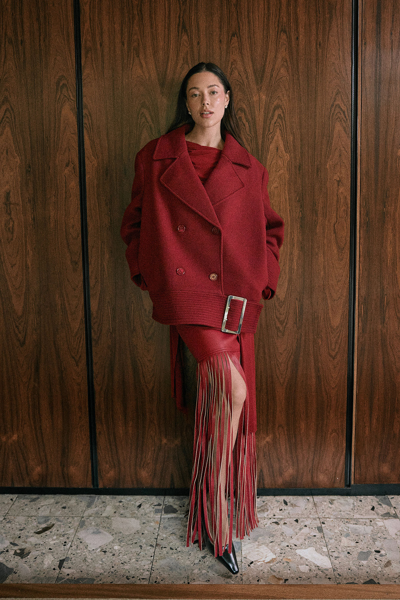 Jourdan Sloane x NA-KD Short Belted Jacket - Jackets - Red - EU 38 - NA-KD / NAKD