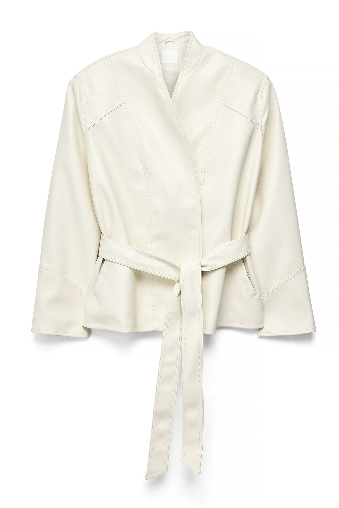 Offwhite Short PU Tie Detail Jacket