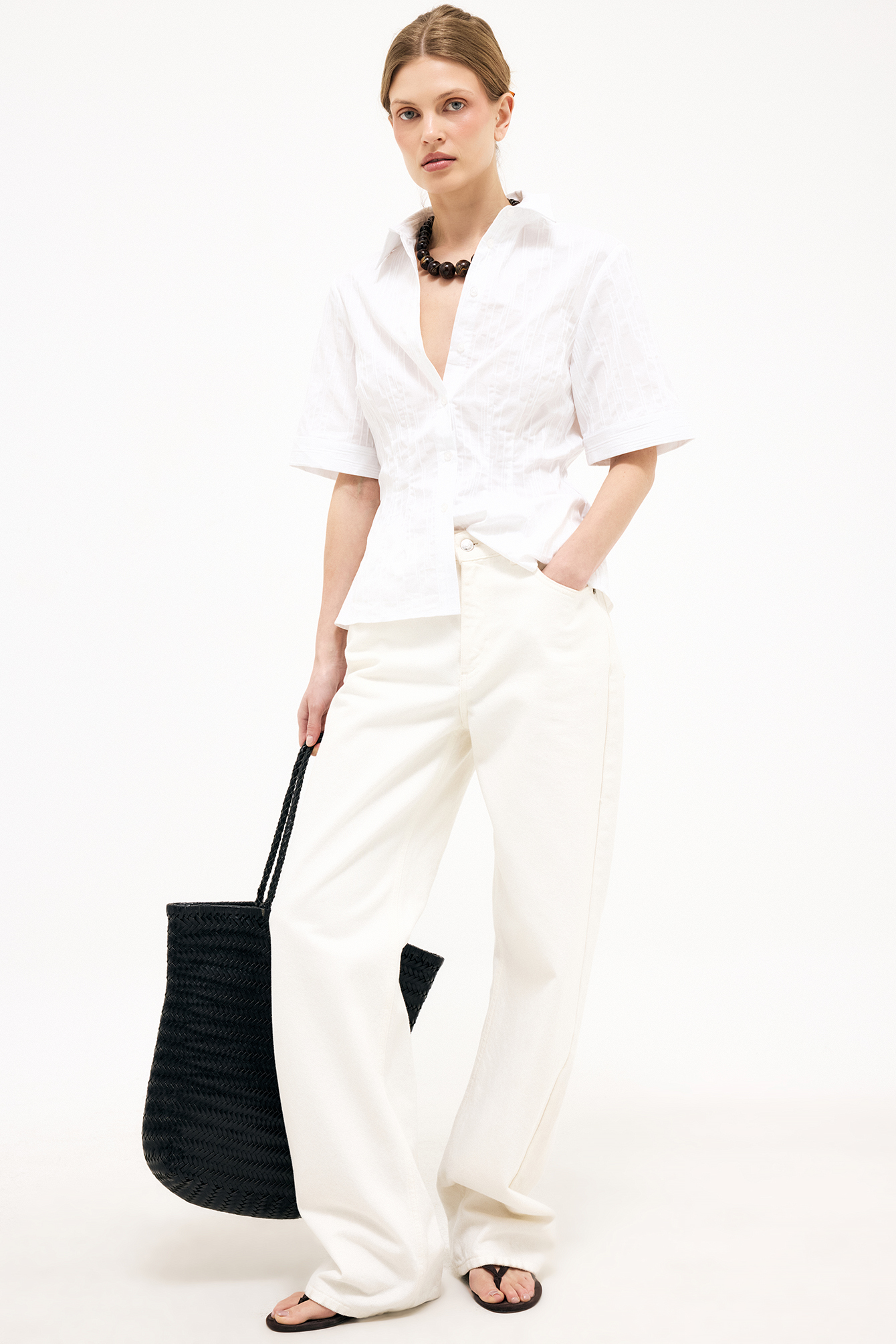 Short Sleeve Fitted Shirt - Shirts - White - EU 32 - NA-KD / NAKD