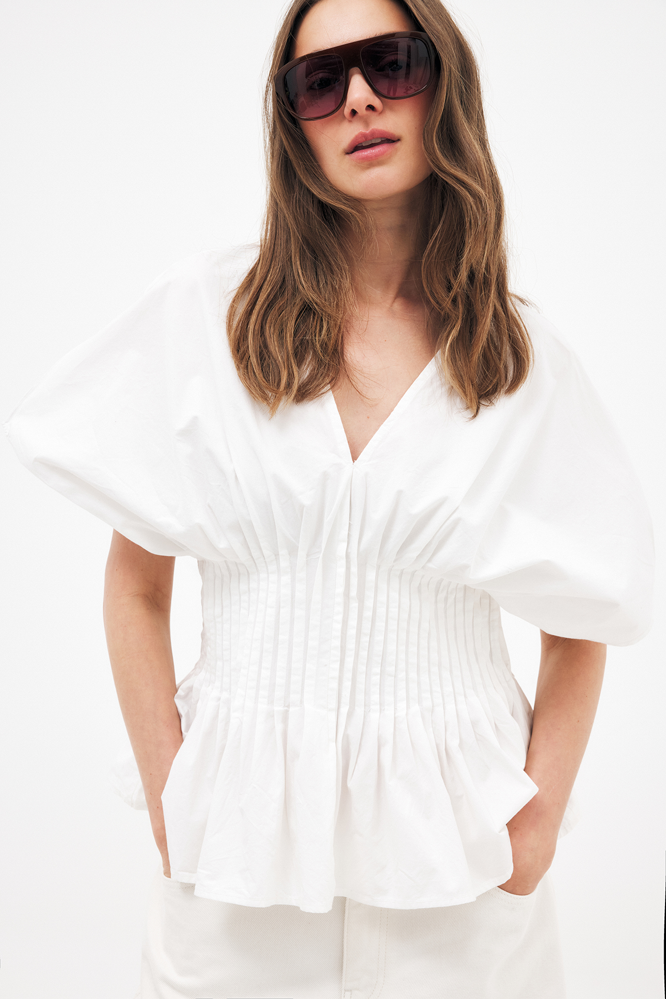 Short Sleeve Pintuck Blouse White | NA-KD