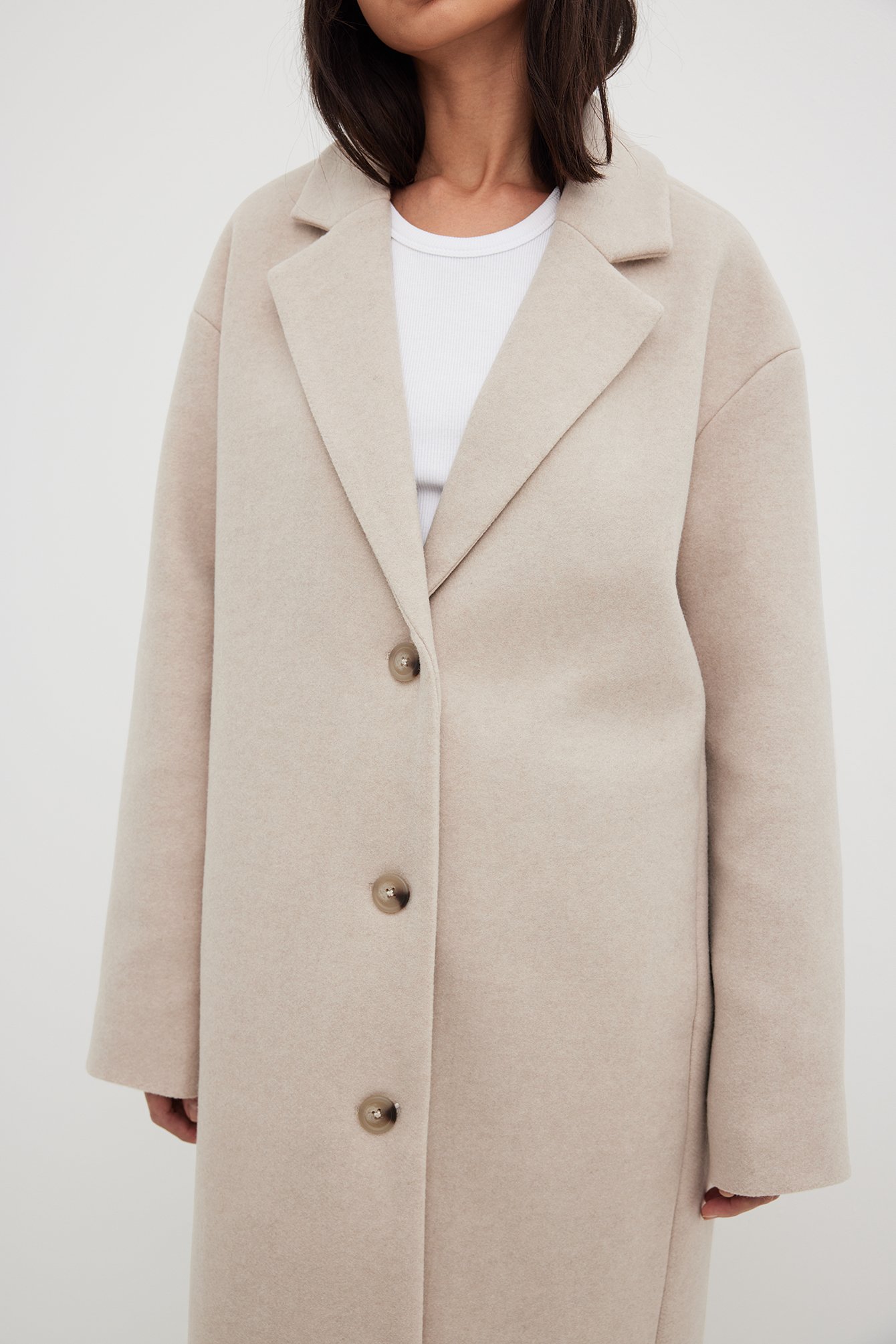 Mantel mit Einzelknopf Beige | NA-KD 