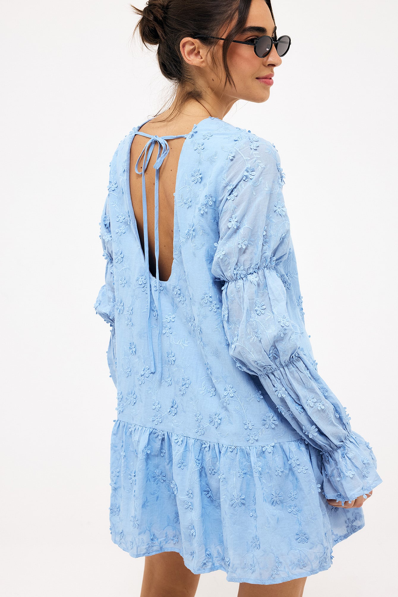 nakd fashion blue dress open back long dress (blue), claire rose x na-kd