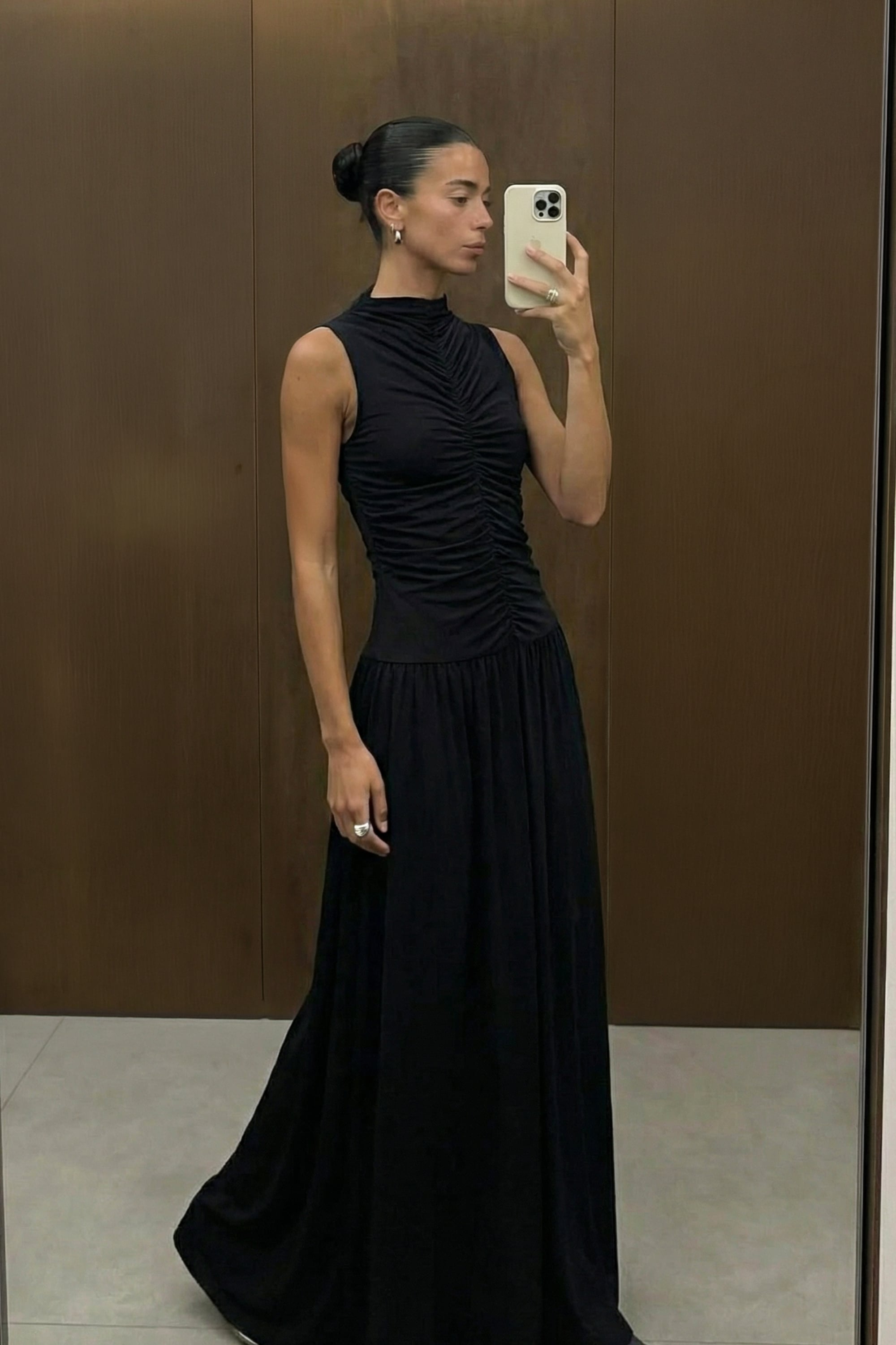 Sleeveless Rouched Midi Dress - Jersey Dresses - Black - XS - NA-KD / NAKD