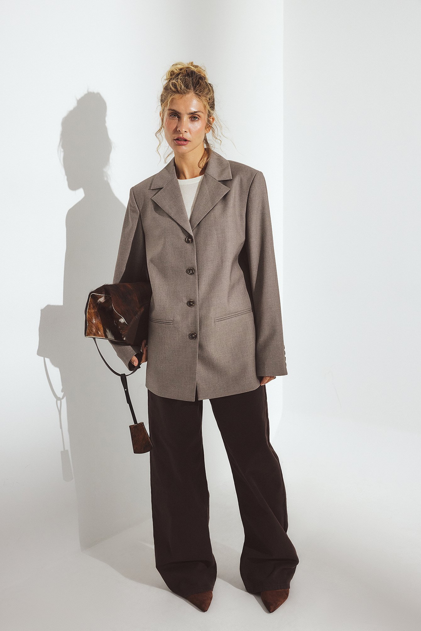 NA-KD Smal blazer med flera knappar - Blazers - Grå - EU 44 - NA-KD / NAKD