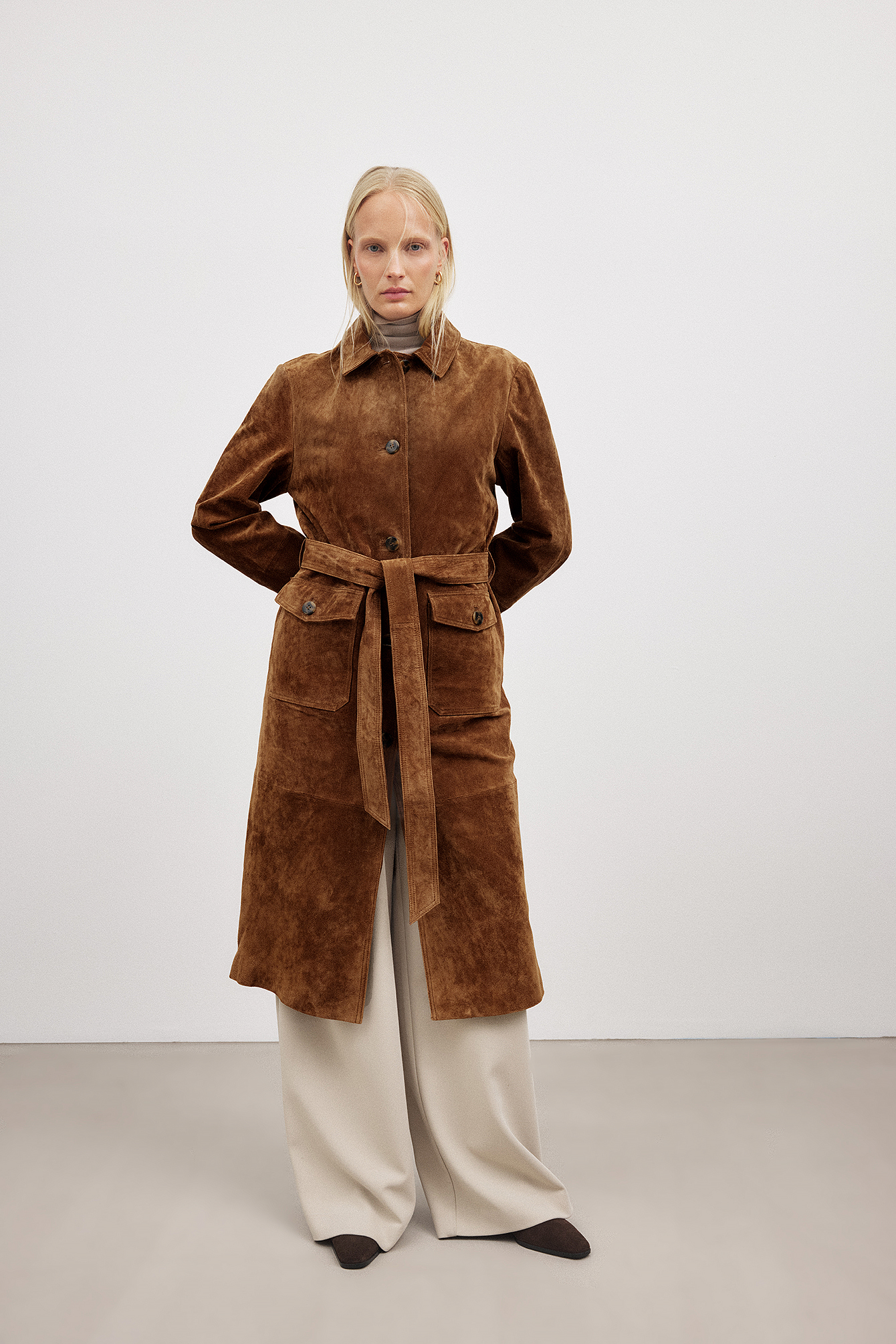 Premium Selection Slim suède trenchcoat - Echt leer - Bruin - EU 32 - NA-KD / NAKD