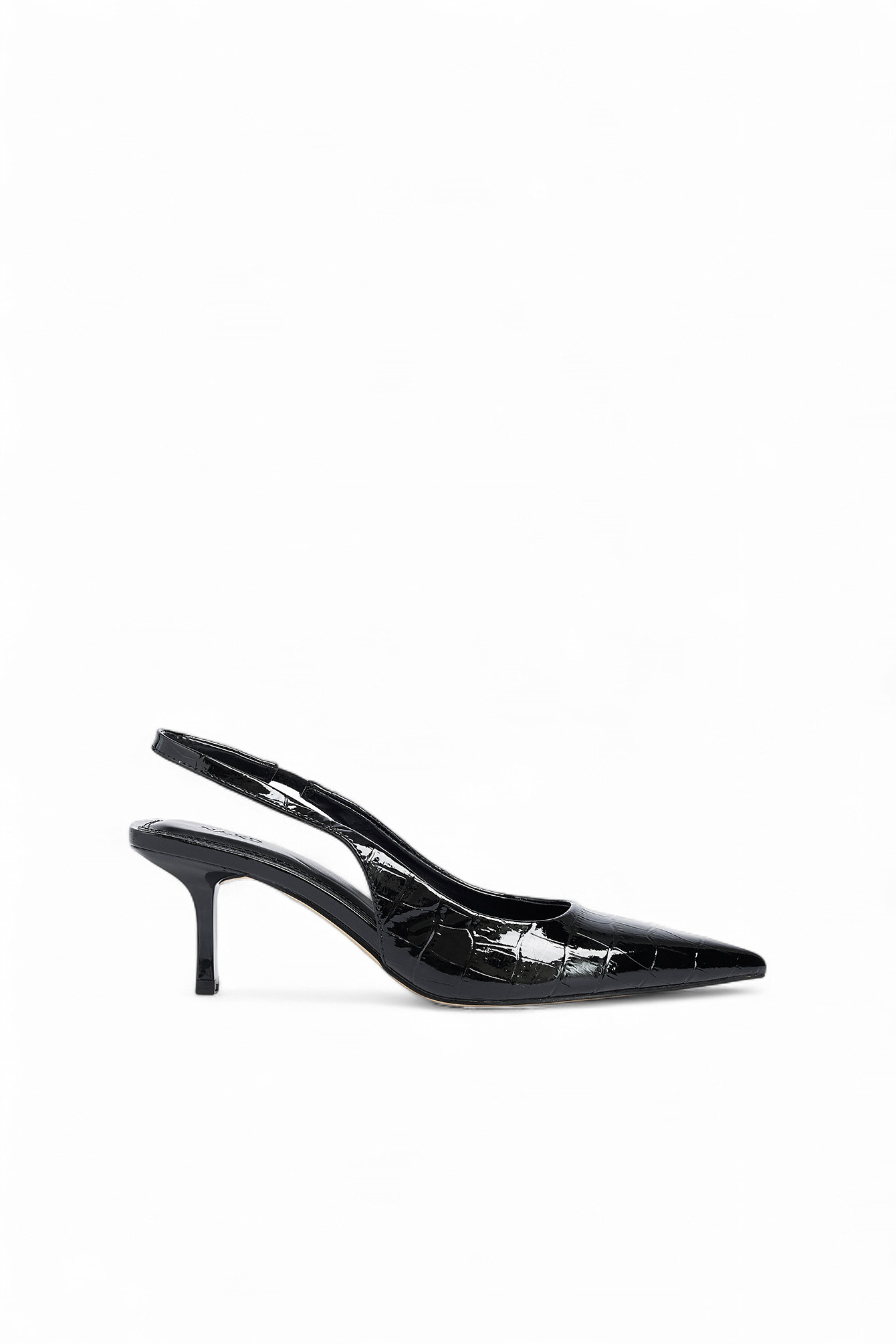 Black Croco Slingback Pumps