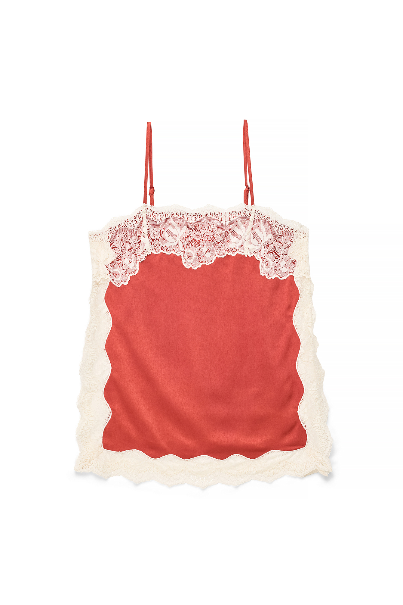 Red Slit Detail Lace Singlet