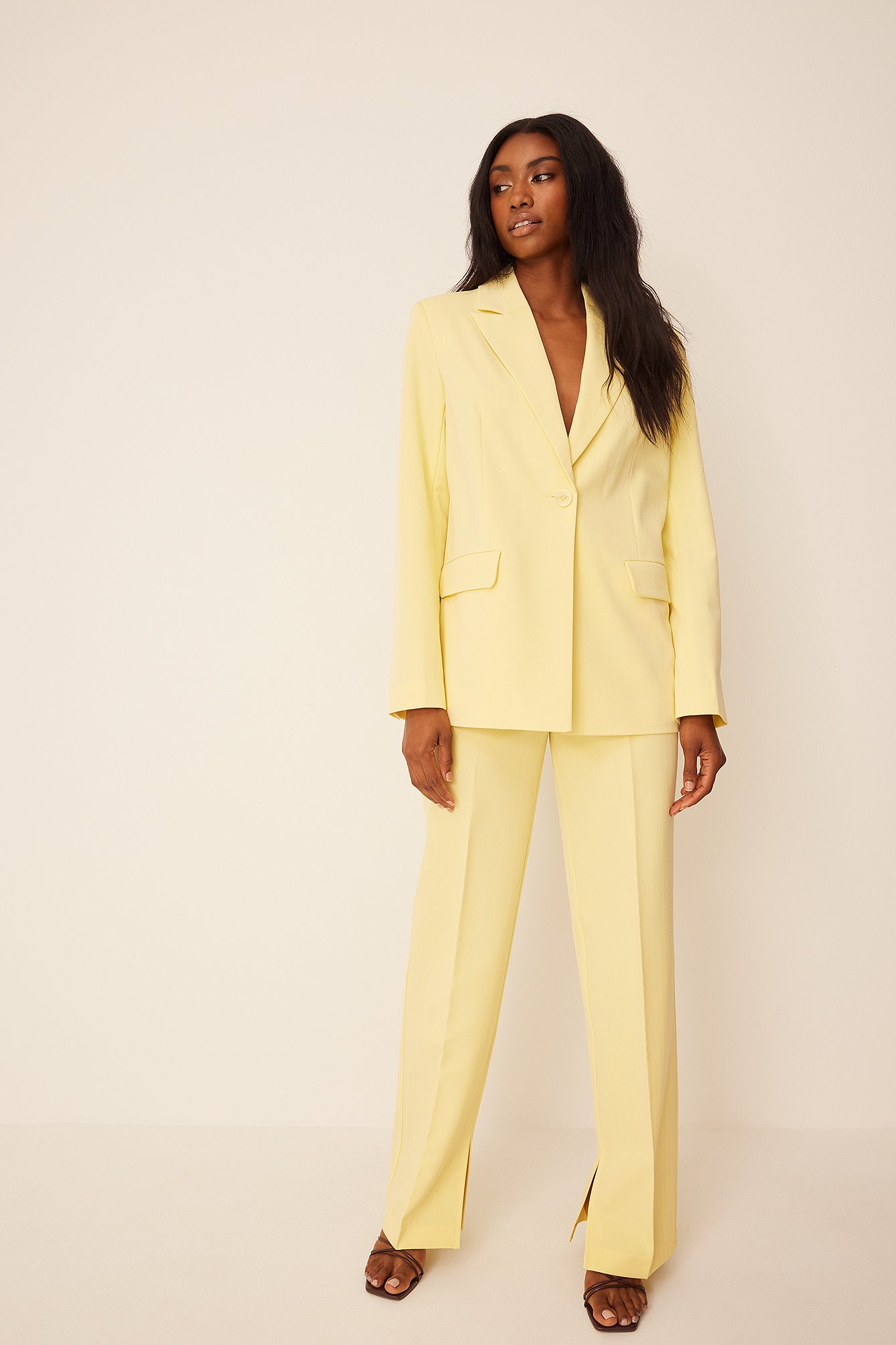 Yellow Slit Detailed Suit Trousers
