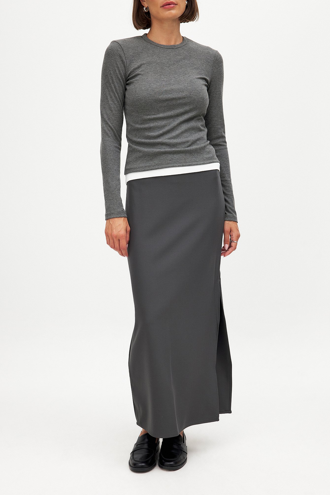 NA-KD Maxi rok met split - Halflange rokken met split - Grijs - EU 34 - NA-KD / NAKD