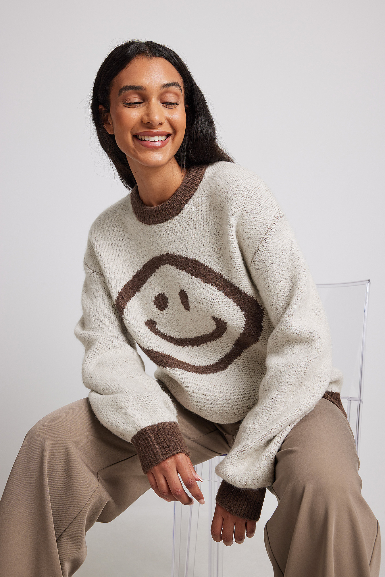 Smiley Pattern Sweater Multicolor NA KD smiley-pattern-sweater-multicolor-na-kd
