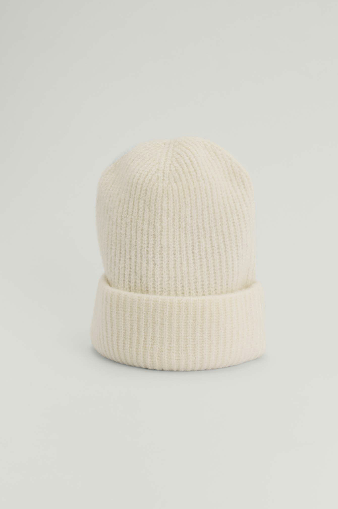 Knitted Wool Blend Beanie Offwhite | na 