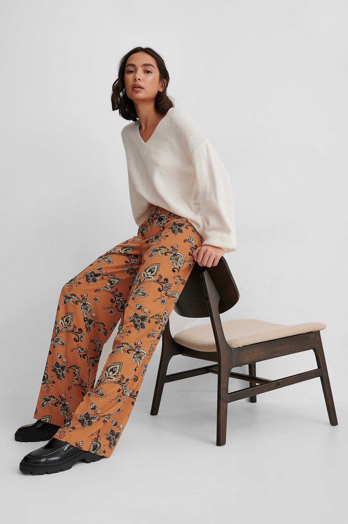 Print Recycled High Waist Suit Pants