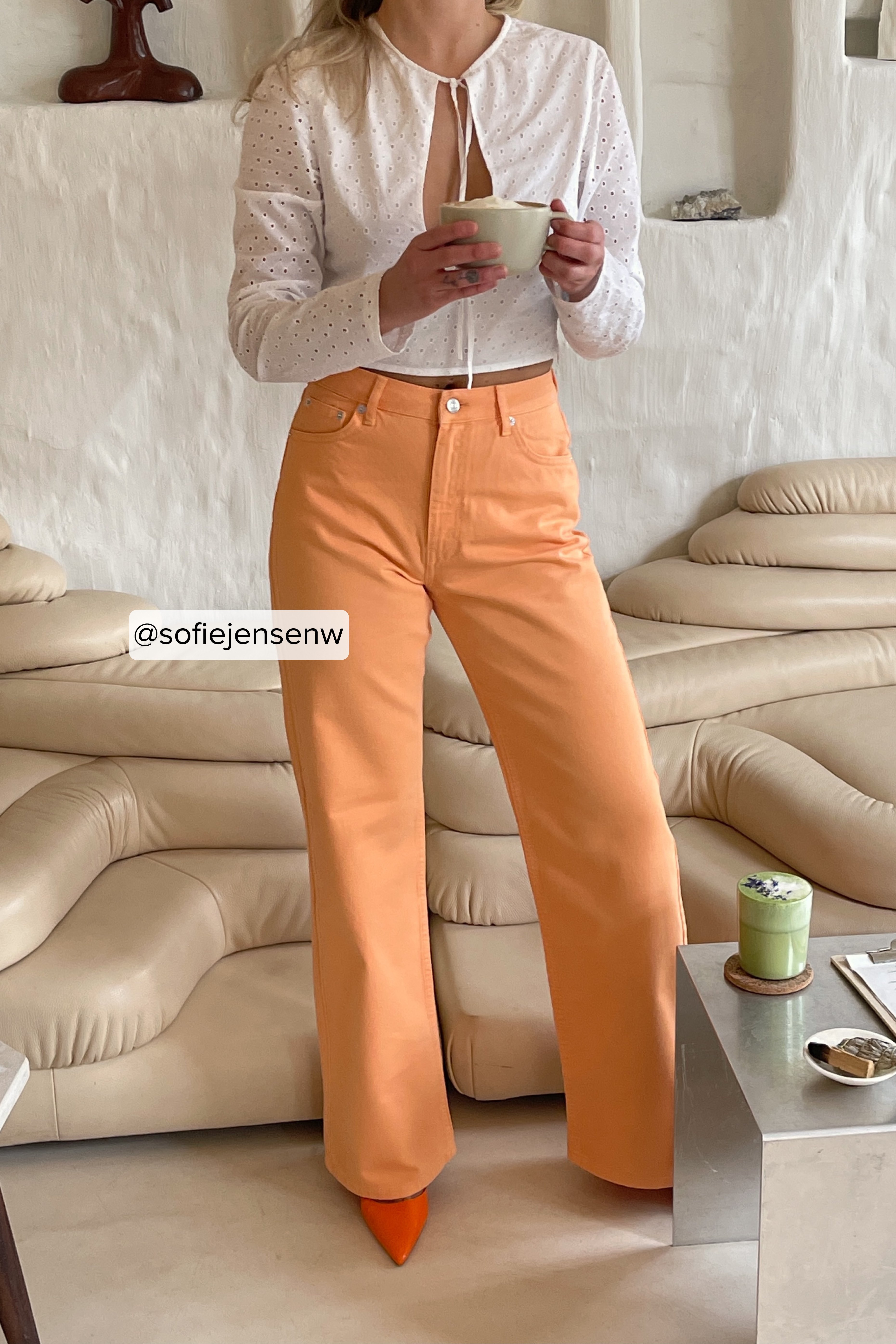 NA-KD Trend Relaxed Full Length Jeans - Orange