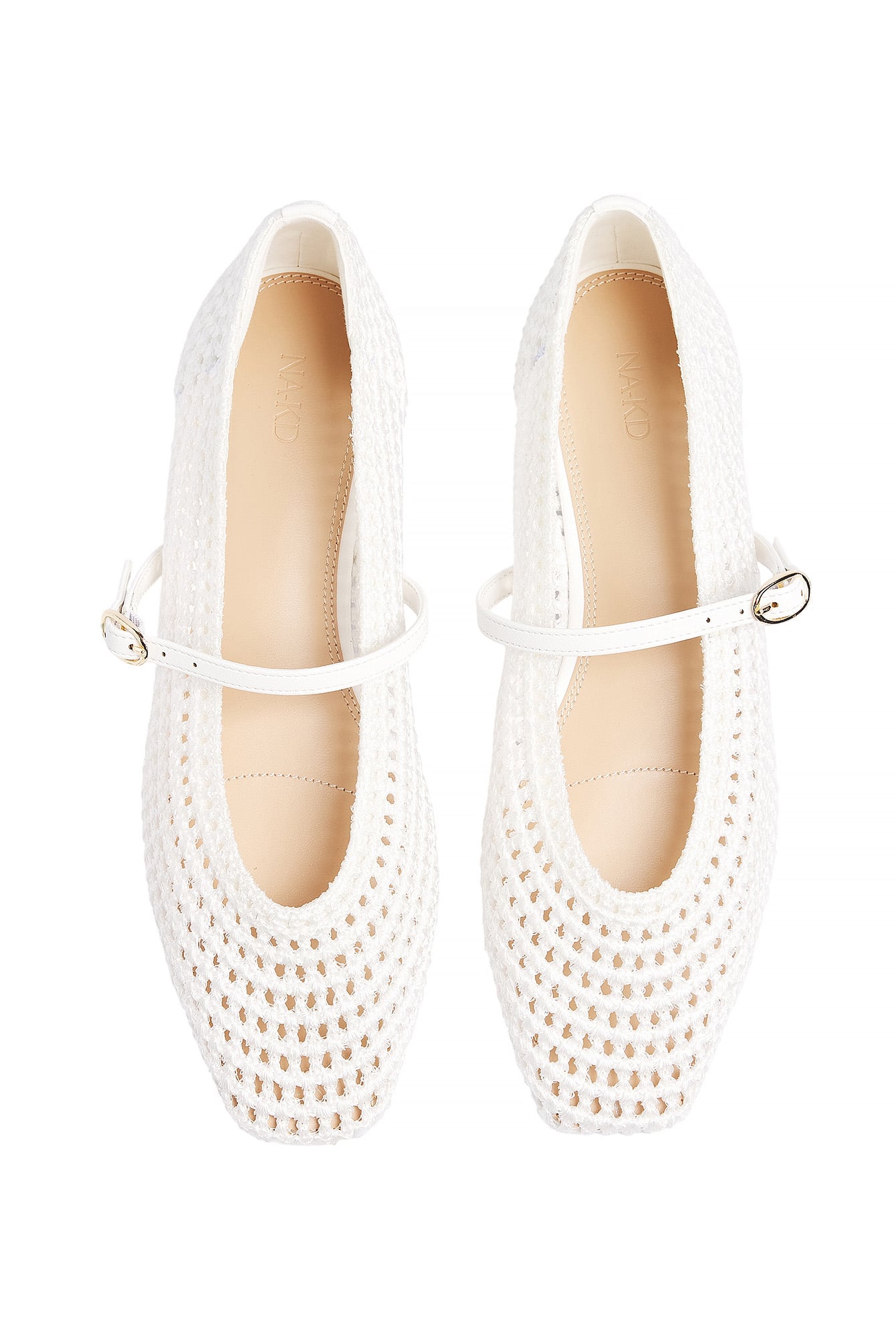Janka Polliani x NA-KD Zachte gehaakte ballerina's - Platte Schoenen - Wit - EU 36 - NA-KD / NAKD
