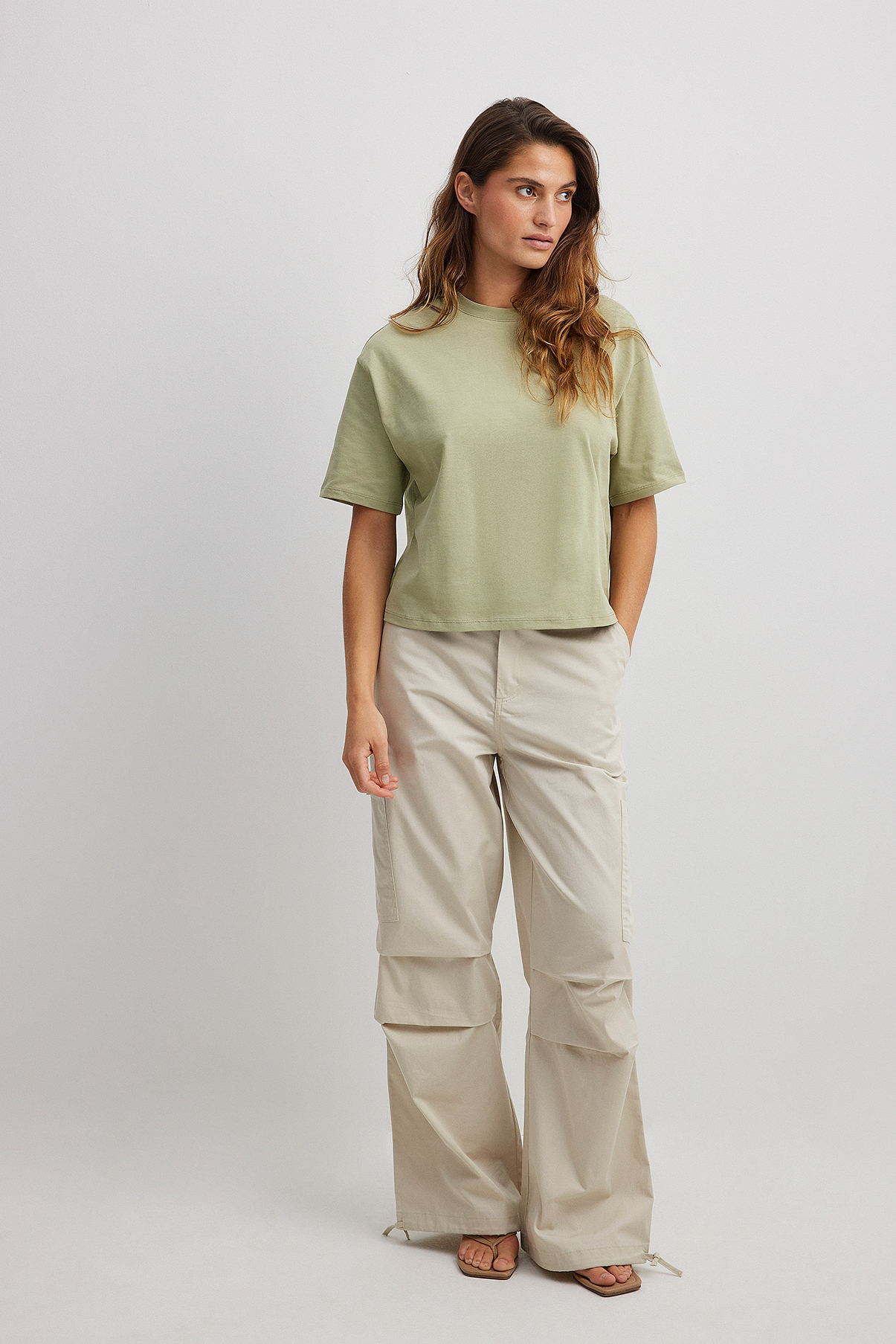 Cotton Drawstring Cargo Pants Beige NA KD cotton-drawstring-cargo-pants-beige-na-kd