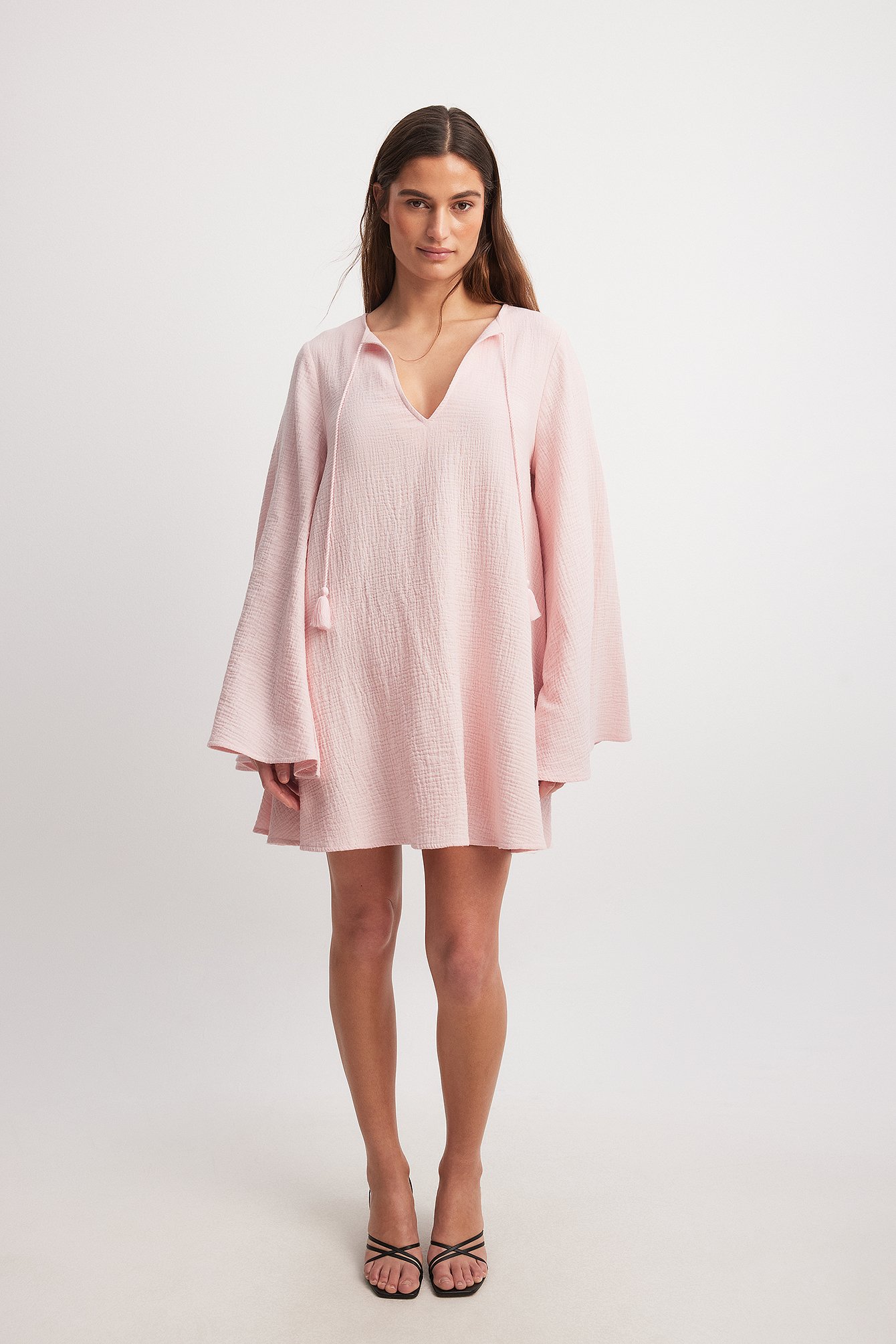NA-KD Soft Cotton Flowy Dress - Summer Dresses - Pink - EU 32 - NA-KD / NAKD