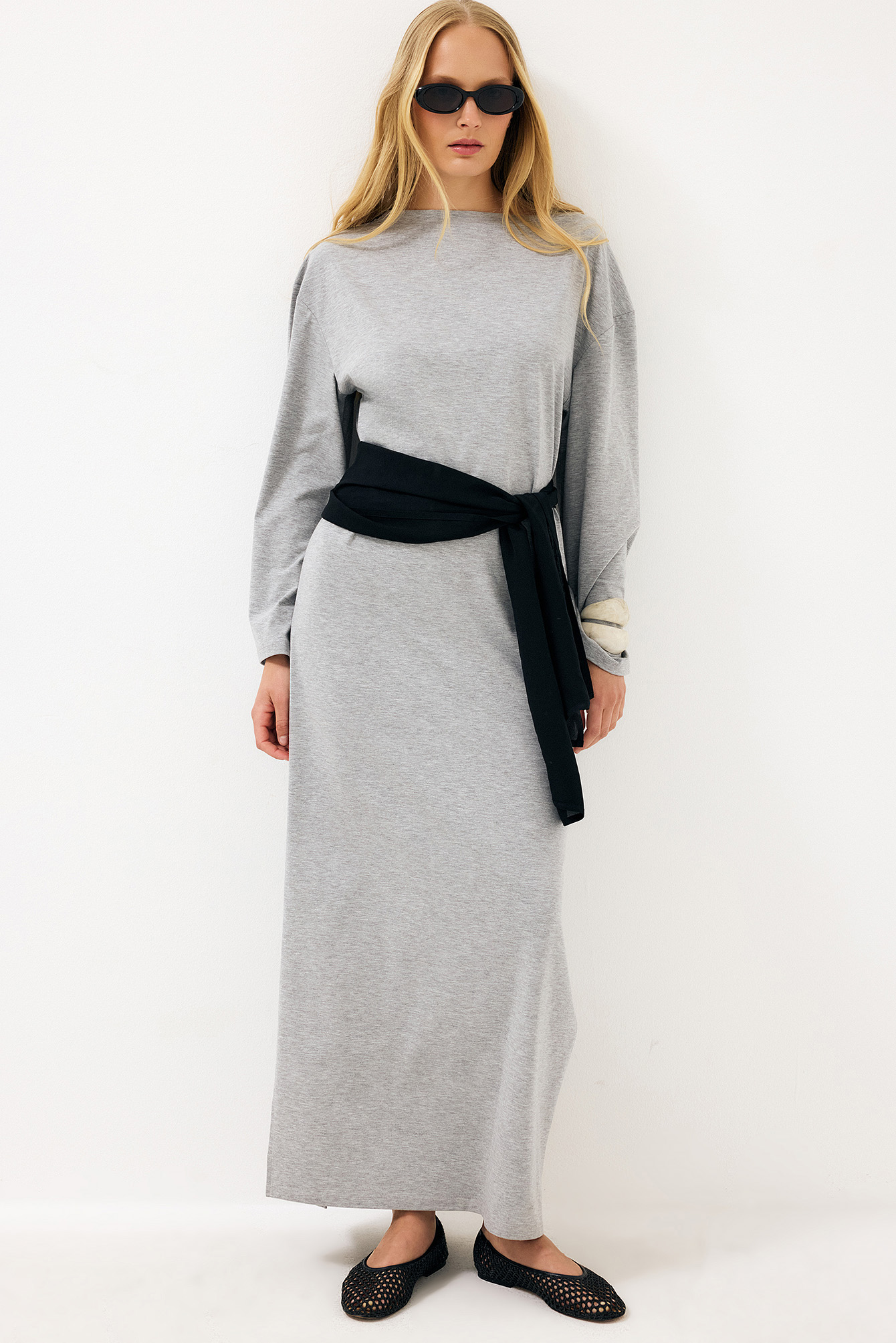 grey t shirt maxi dress Soft Cotton T-shirt - Everyday Dresses - group-tiana-long-dress