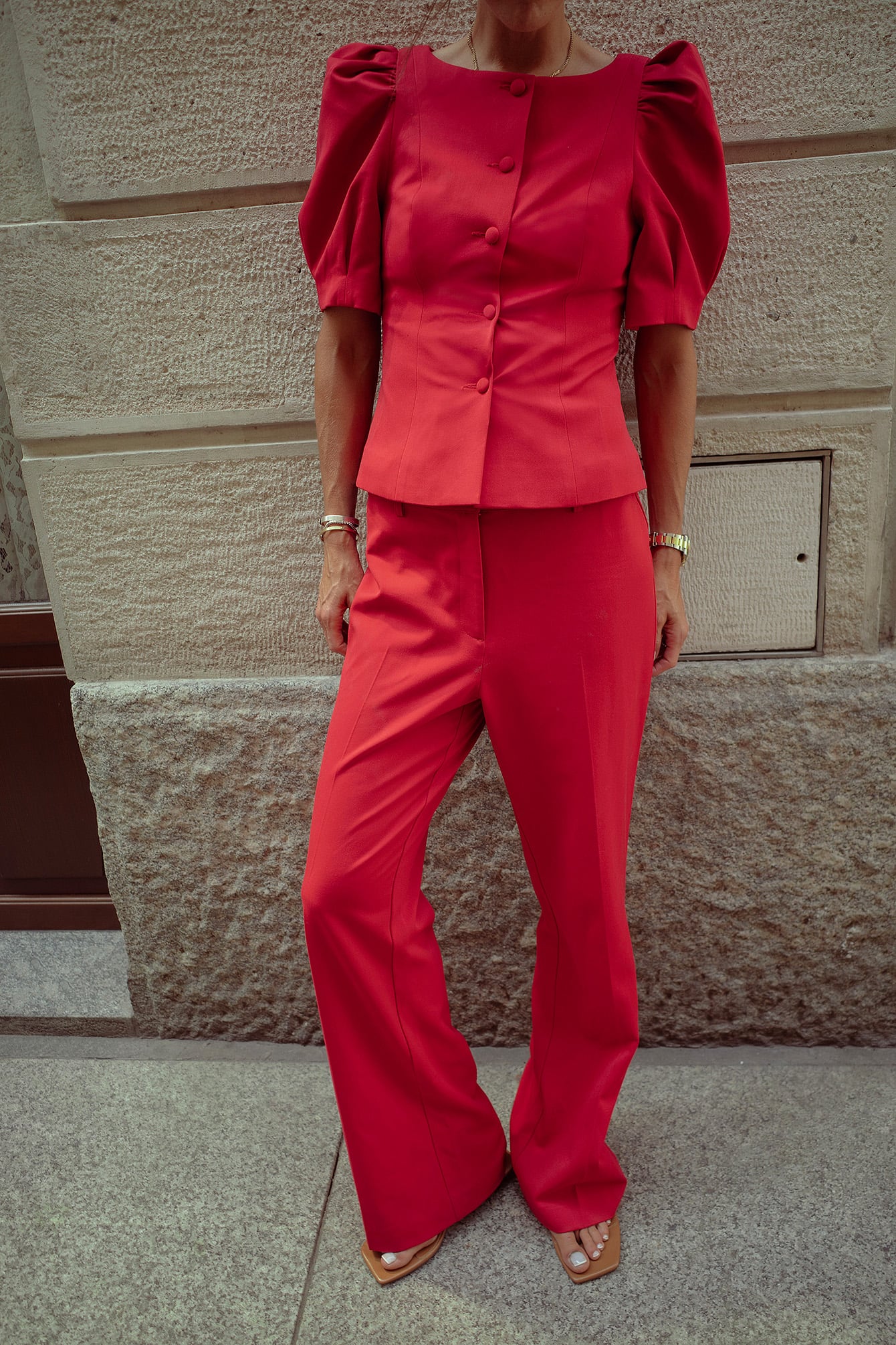 Uitlopende broek met halfhoge taille - Flared Broeken - Rood - EU 32 - NA-KD / NAKD