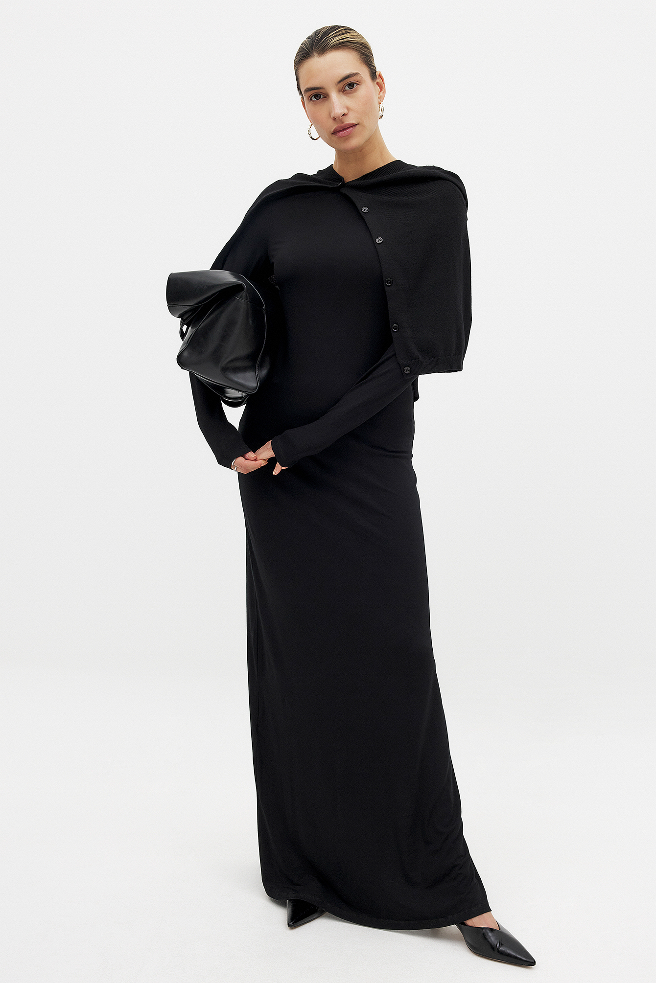 NA-KD Basic Soft Line Boat Neck Maxi Dress - Basic Dresses - Black - XS (EU 32) - NA-KD / NAKD
