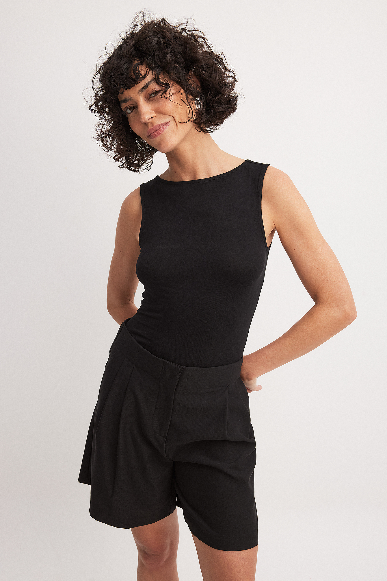 NA-KD Soft Line Boat Neck Sleeveless Body - Bodysuits - Black - L (EU 42-44) - NA-KD / NAKD