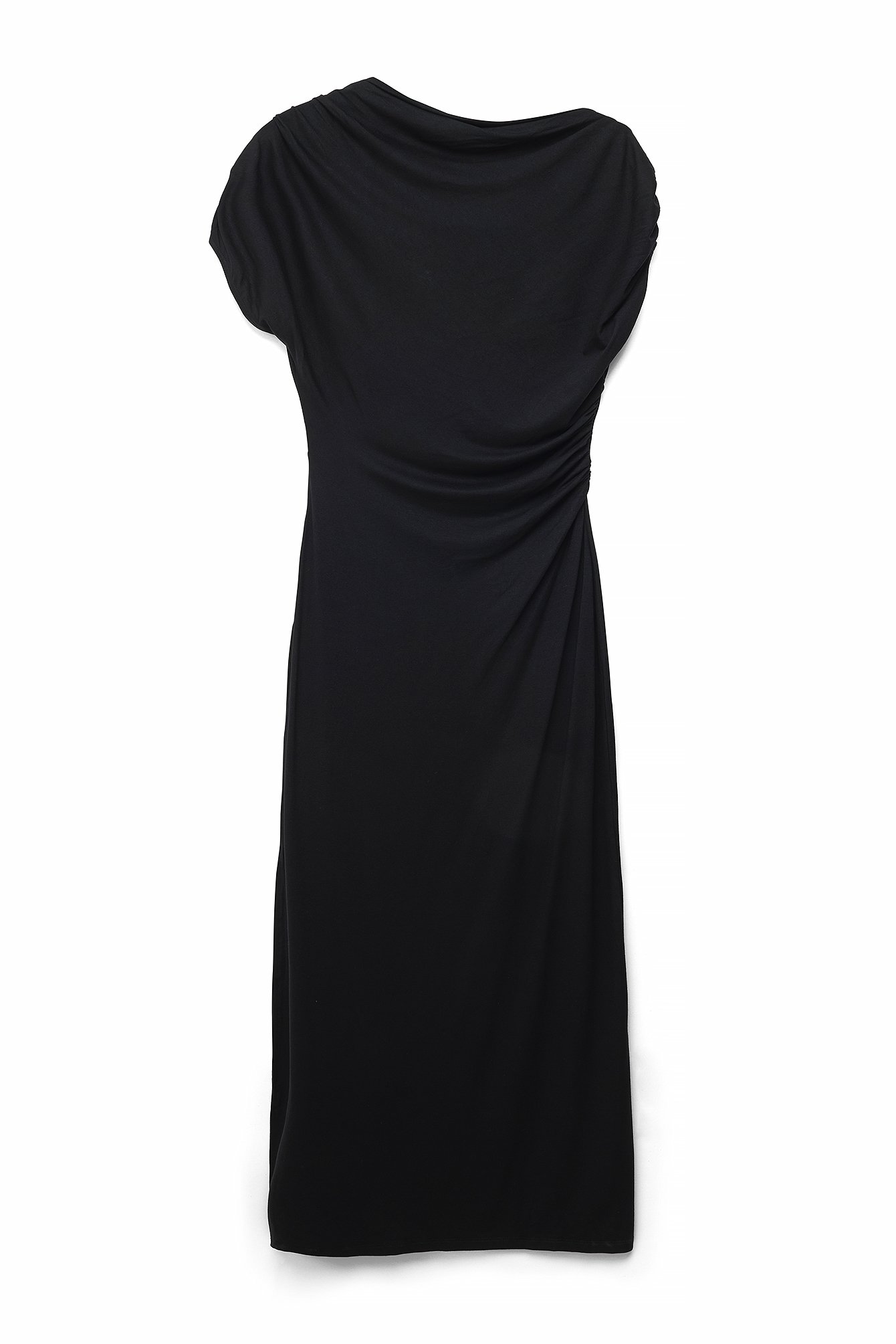 Black Soft Line Draped Maxi Dress