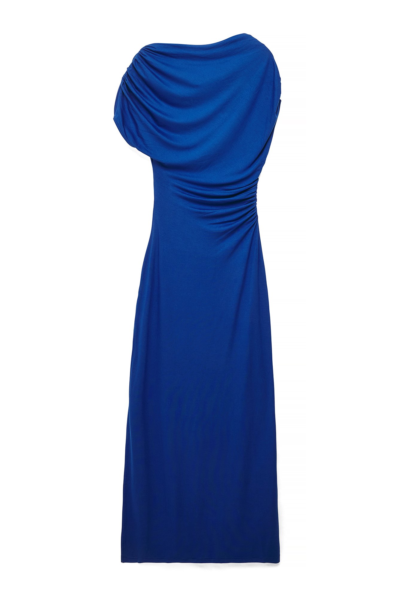 Blue Soft Line Draped Maxi Dress