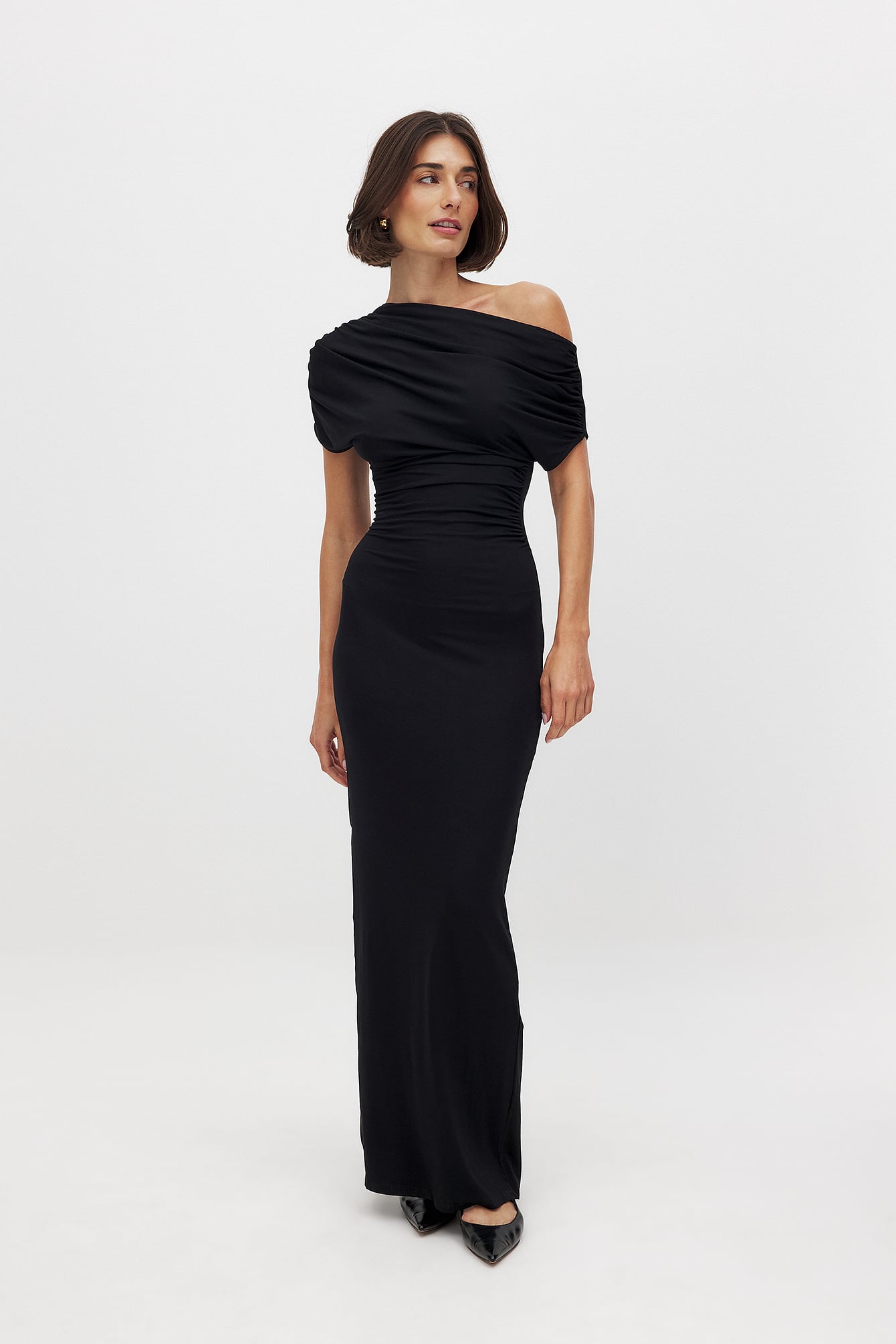 Soft Line Draped Maxi Dress - Draped Dresses - Black - XS Soft Line Draped Maxi Dress - Draped Dresses - Black - XS