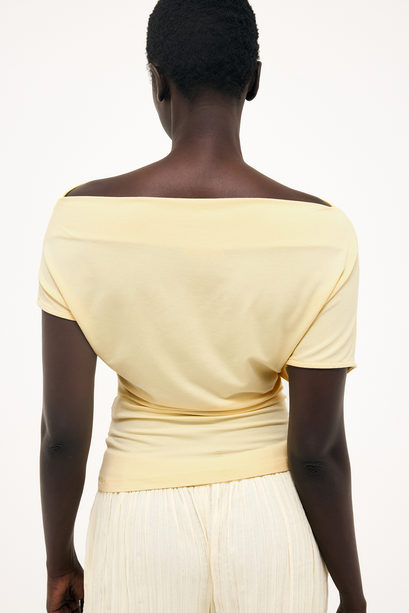 Long Sleeve Draped Jersey Top Offwhite | NA-KD