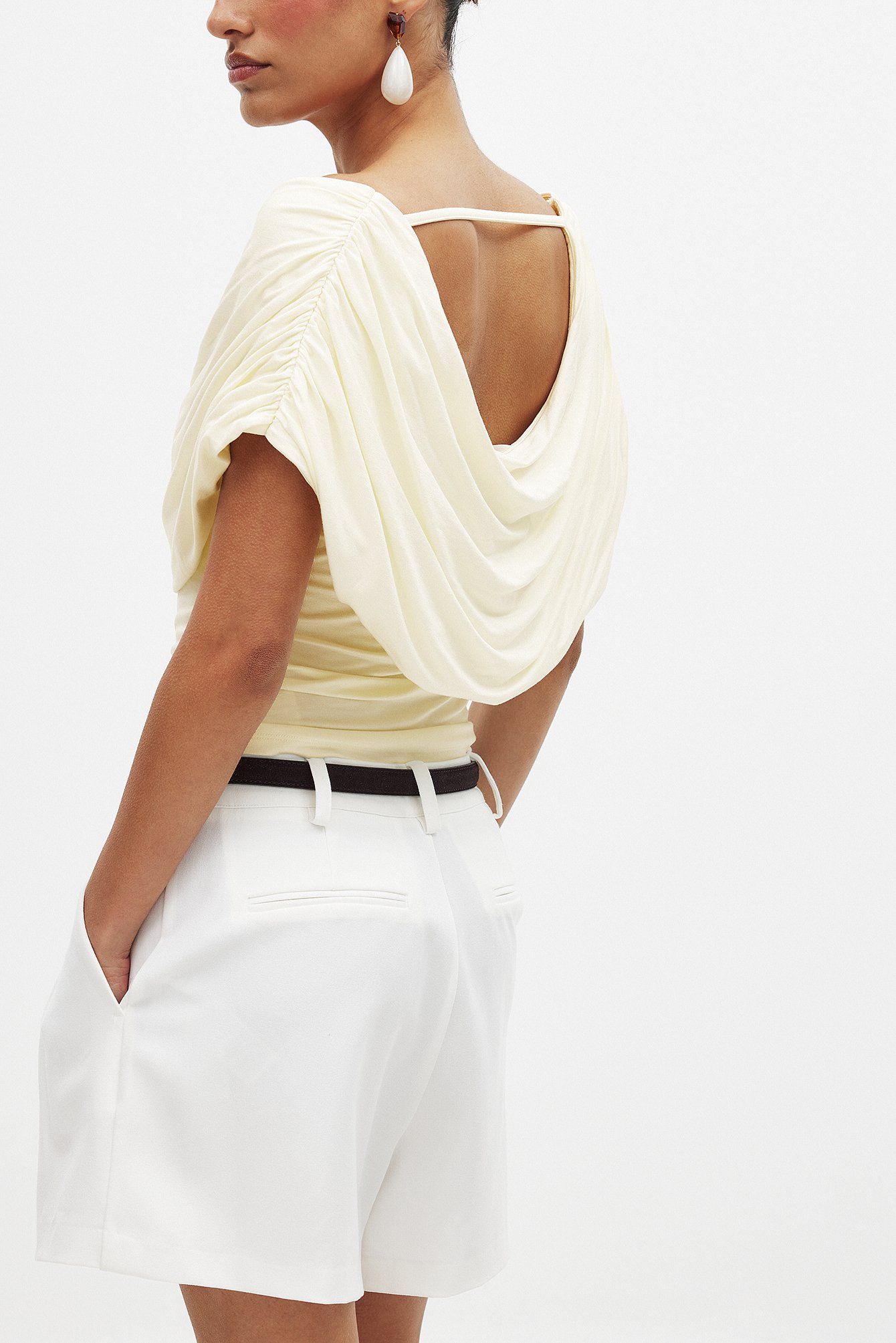 NA-KD Soft Line Draped Top - Sleeveless Tops - Offwhite - L (EU 42-44) - NA-KD / NAKD
