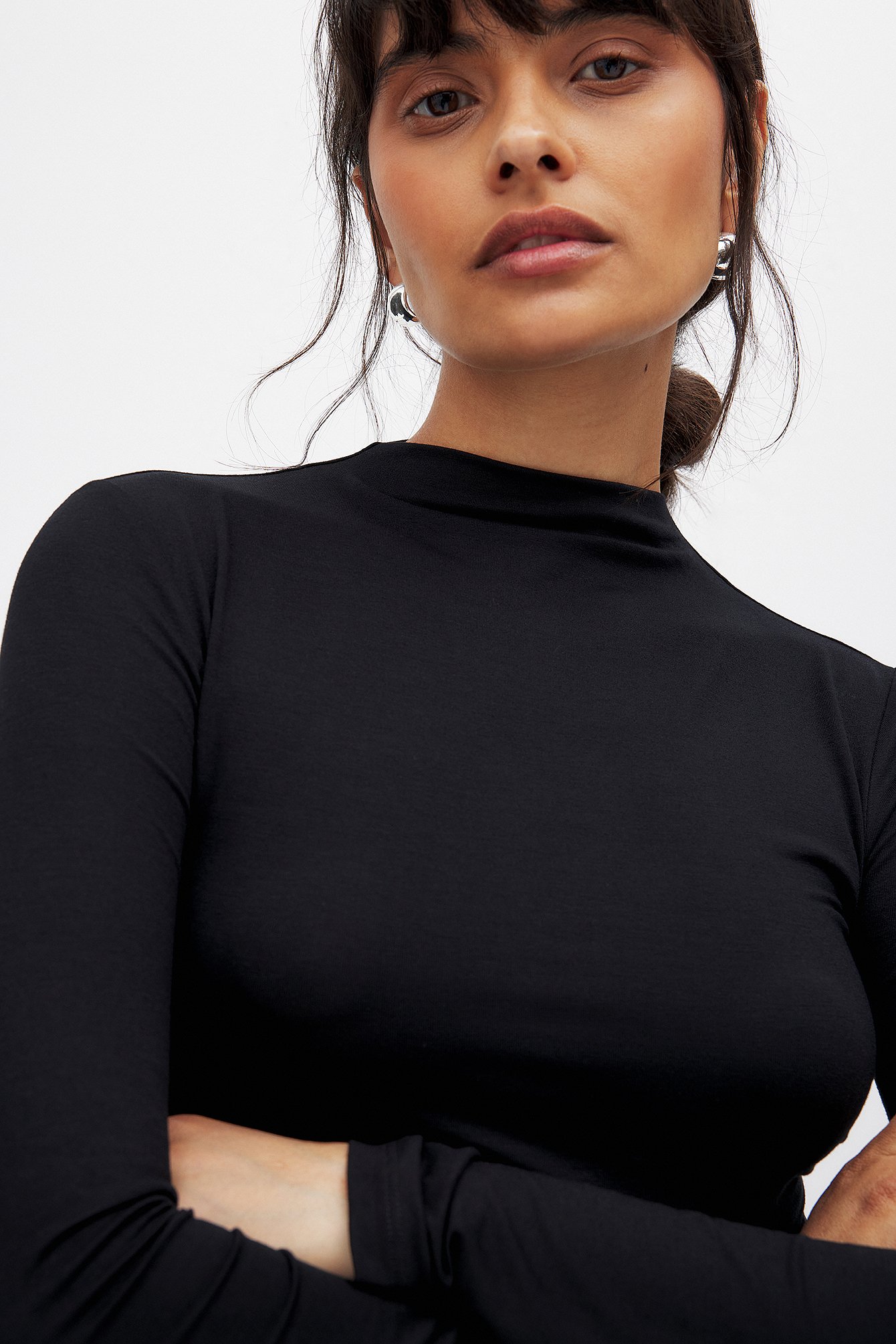 NA-KD Soft Line långärmad topp med tratthals - Bastoppar - Svart - M (EU 38-40) - NA-KD / NAKD