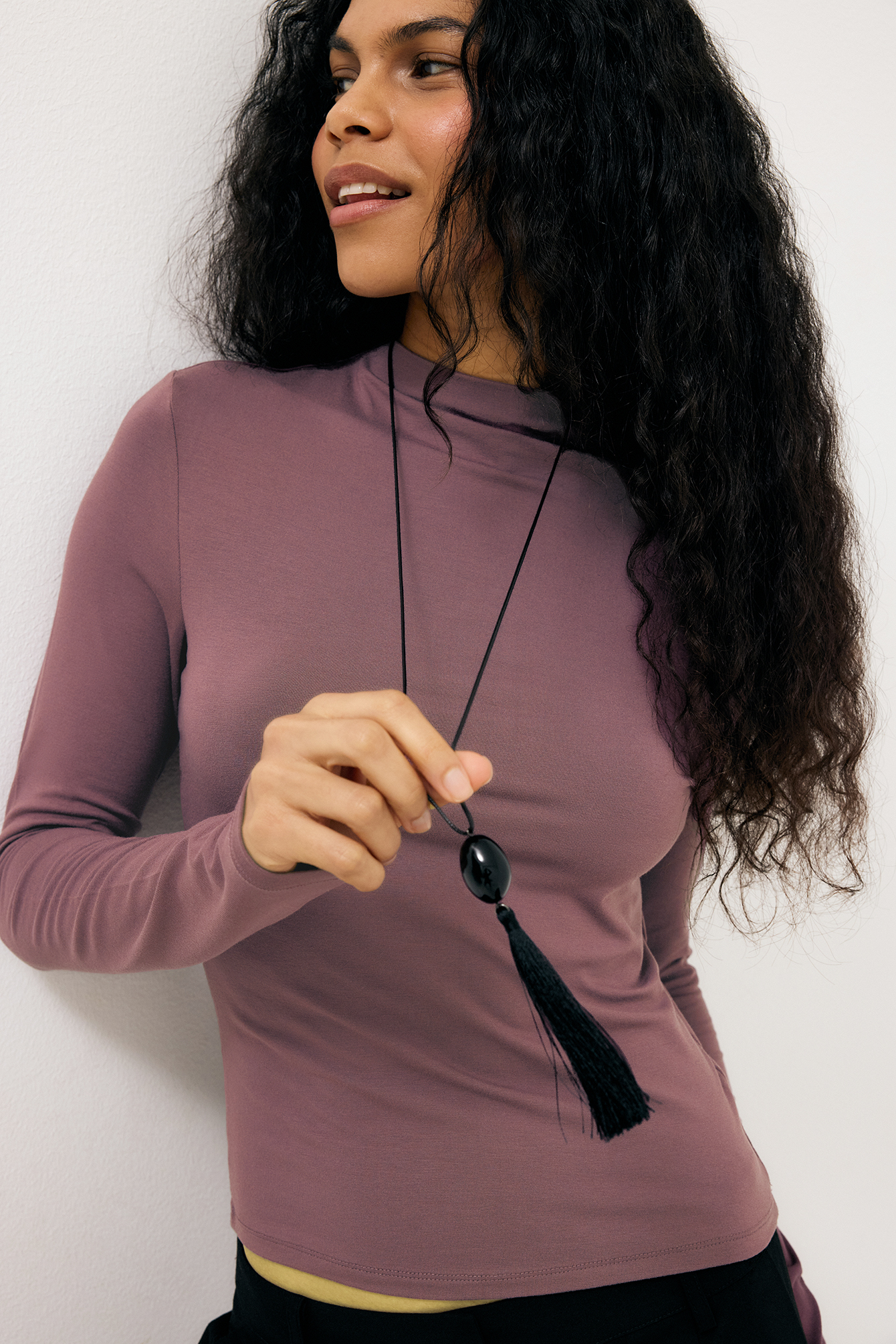 Soft Line Funnel Neck Long Sleeve Top - Basic Tops - Purple - XS - NA-KD / NAKD