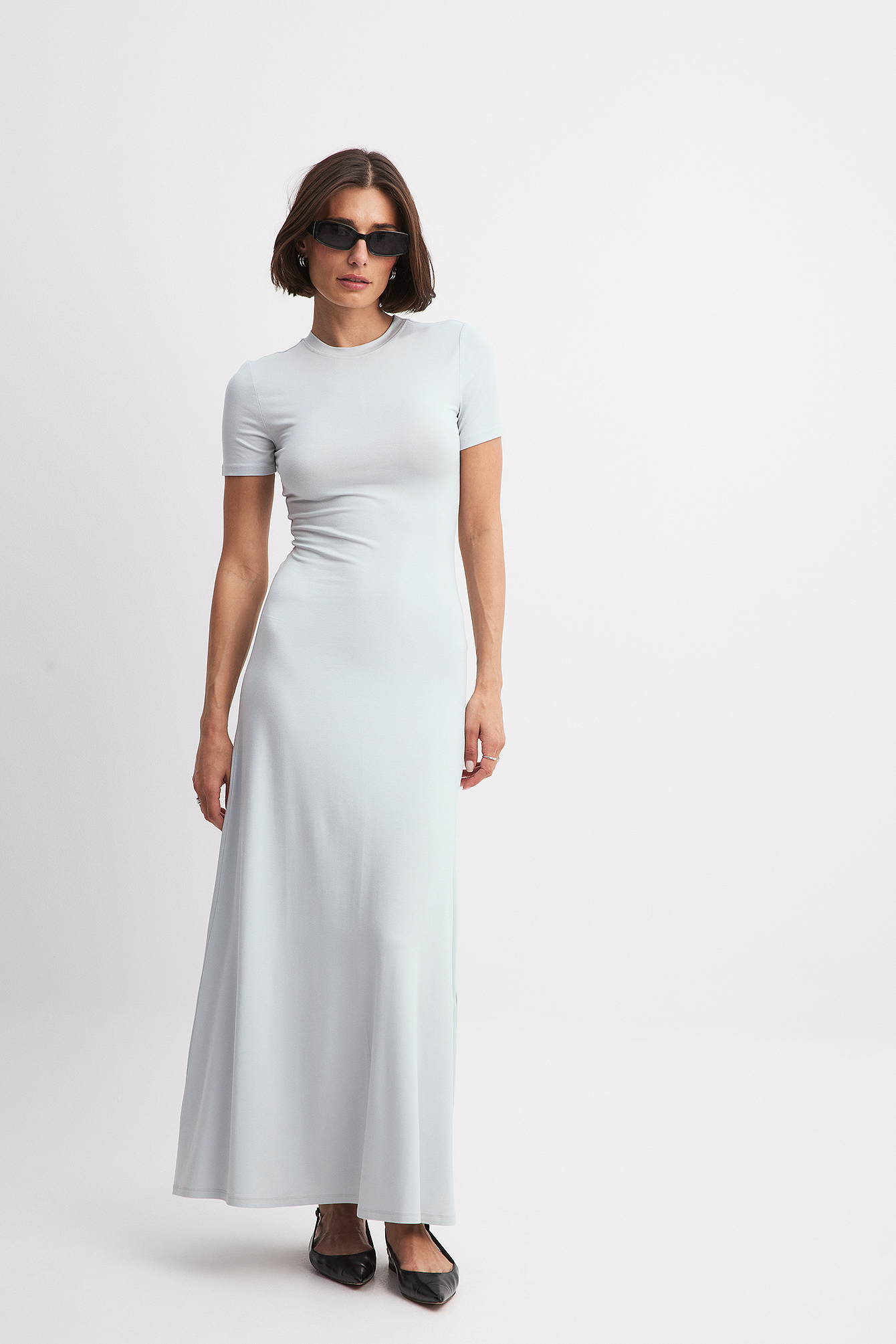 Soft Line T-shirt Maxi Dress Grey NA-KD - Main Image