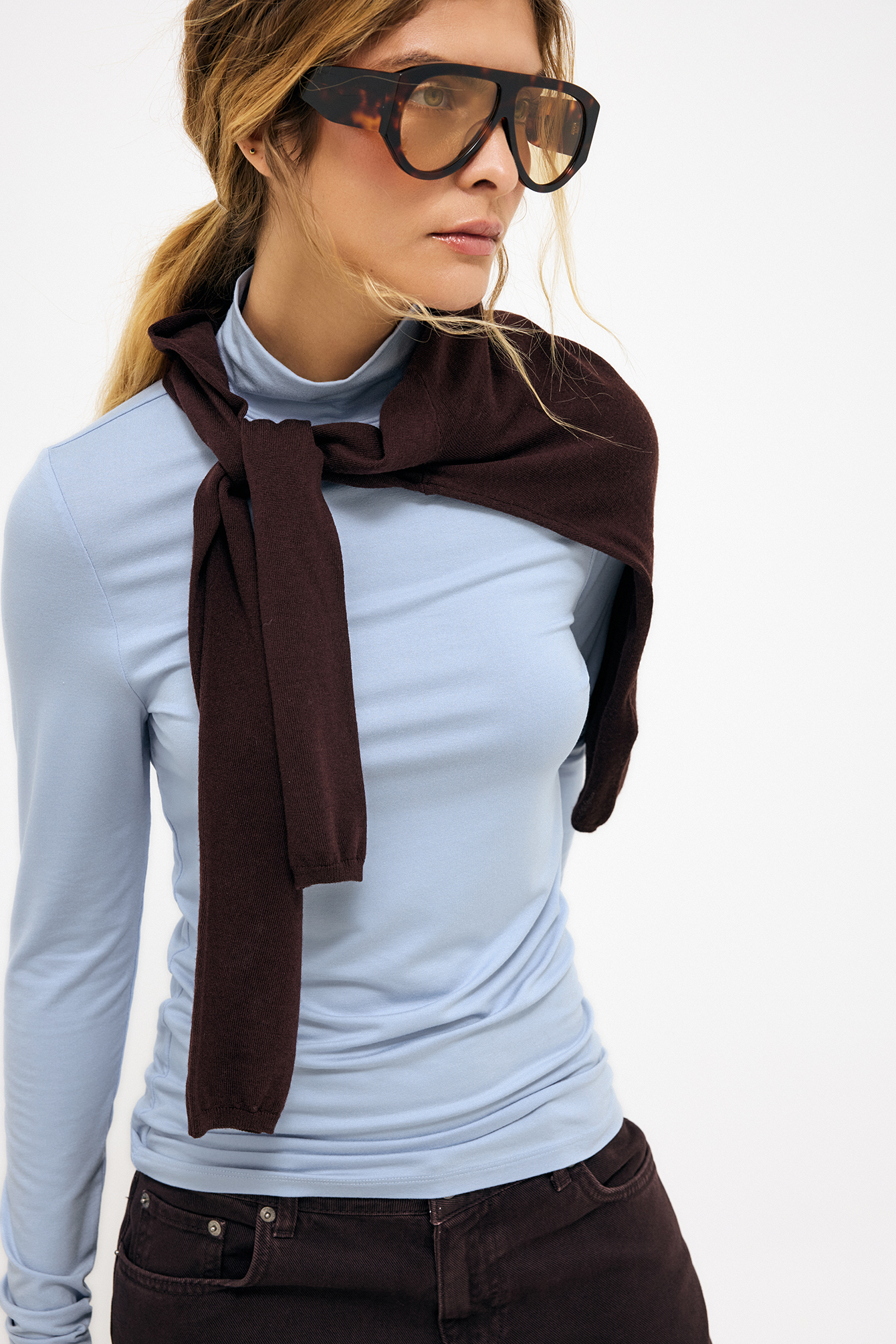 Soft Line Turtle Neck Top - Turtlenecks - Blue - XS - NA-KD / NAKD