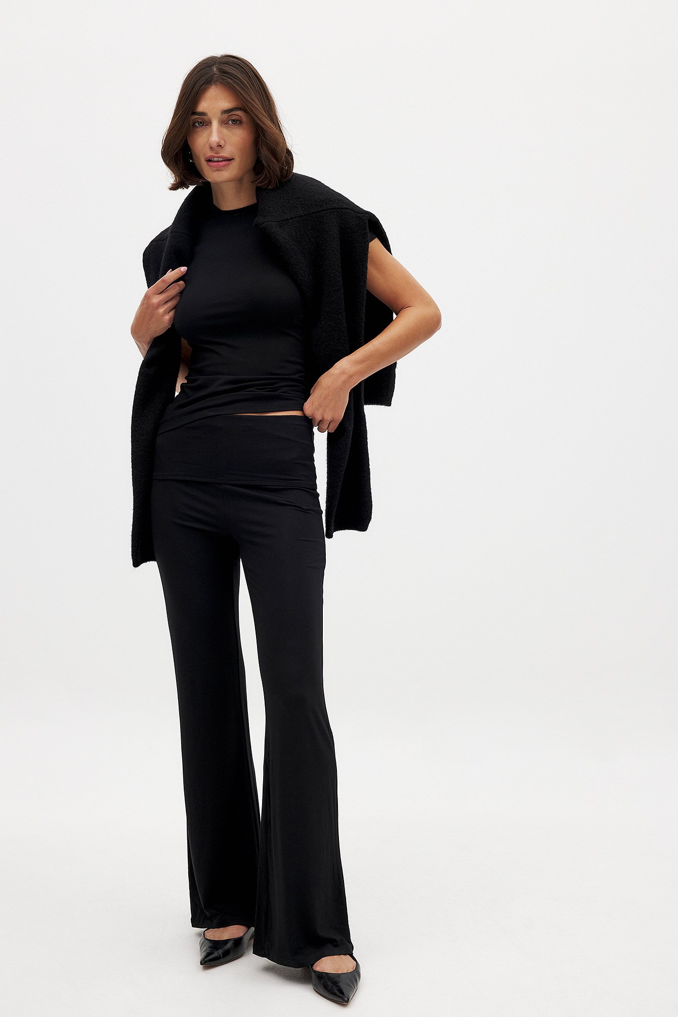 NA-KD - Soft Line yogabukse - Slengbukser - Svart - L (EU 42-44) - NA-KD / NAKD