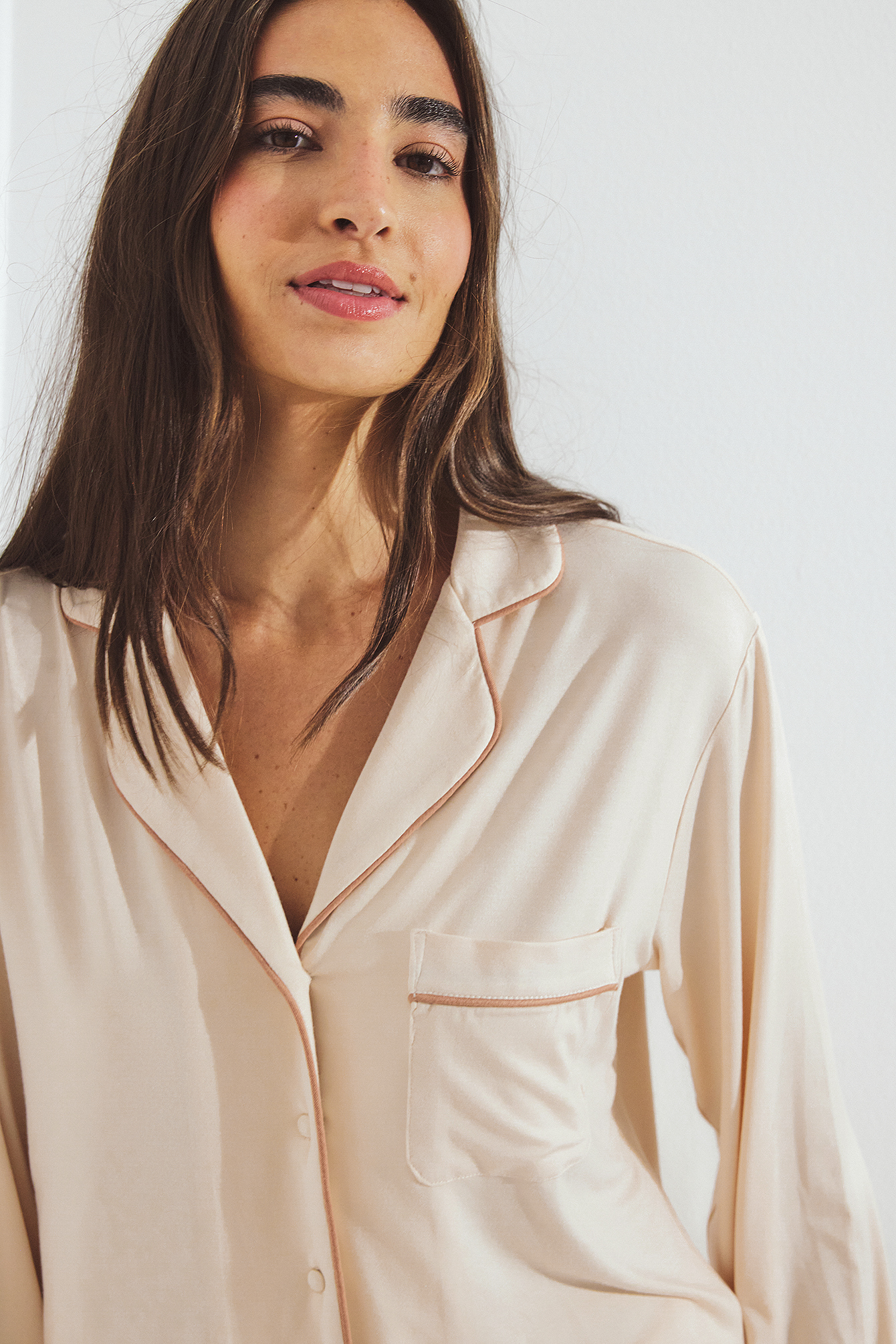 NA-KD Zacht pyjamashirt - Nachtmode - Beige - XS - NA-KD / NAKD