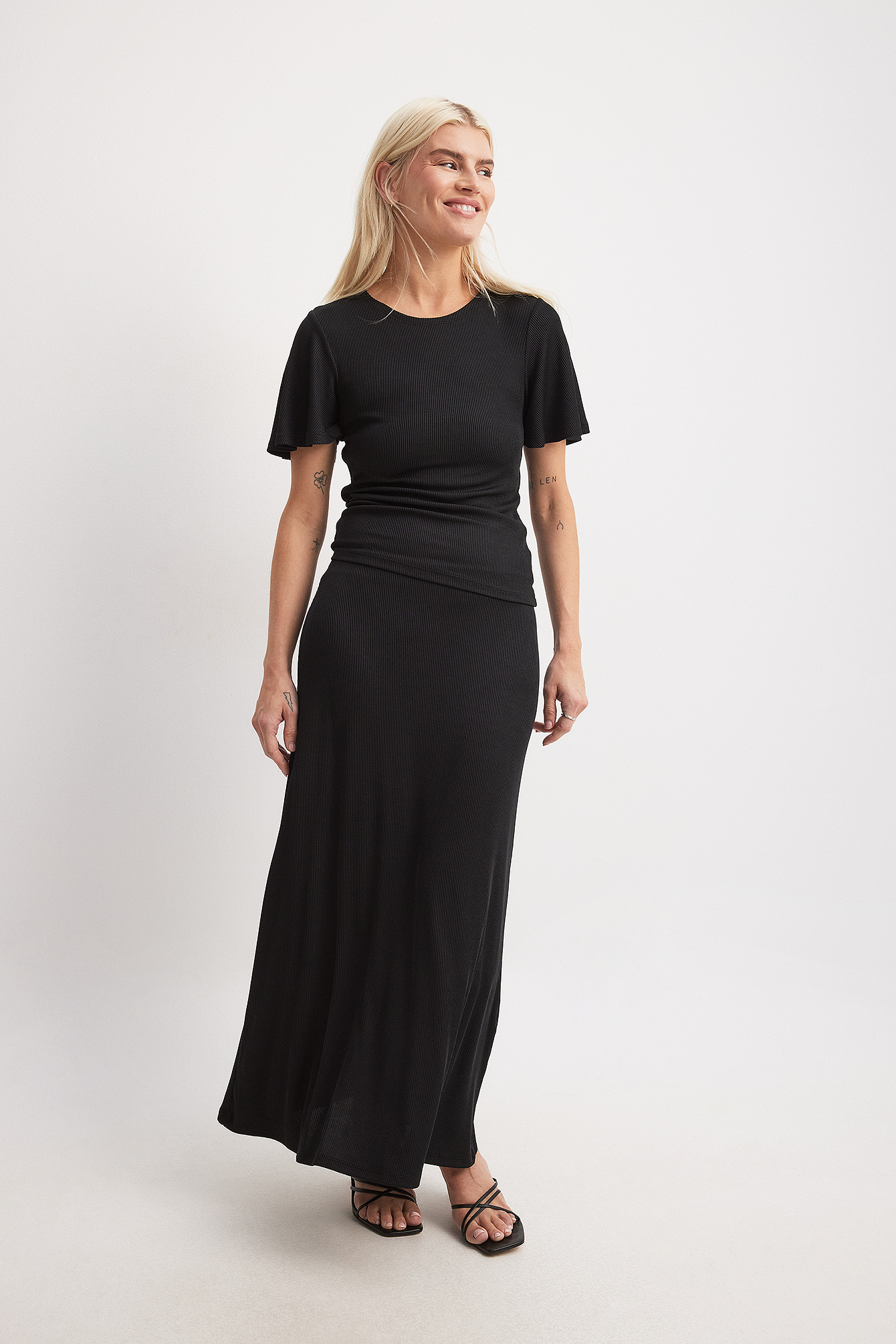 NA-KD Soft Rib Midi Skirt - Summer Sets - Black - X-Small - NA-KD / NAKD