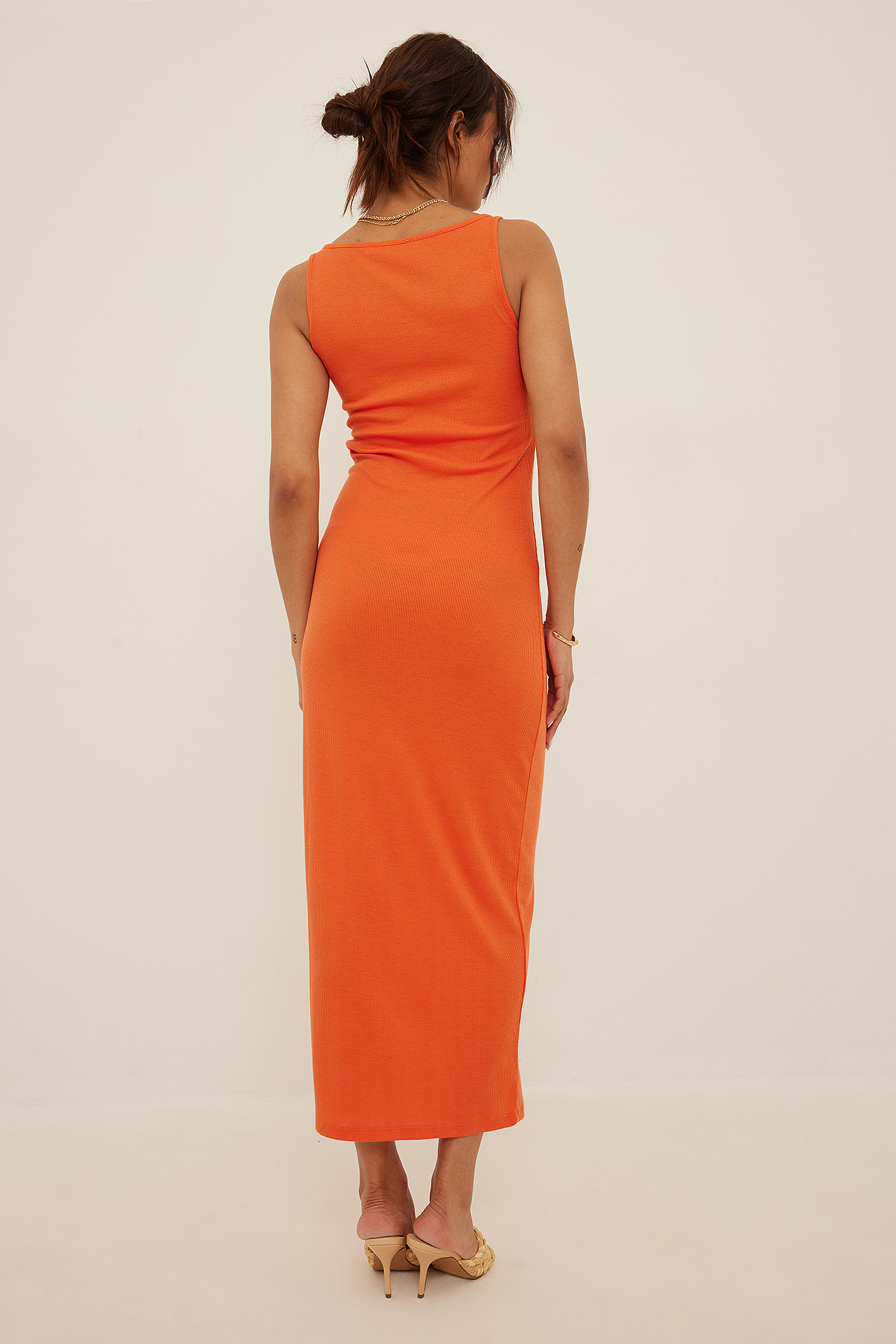 Recycled Soft Ribbed Maxi Dress Orange 