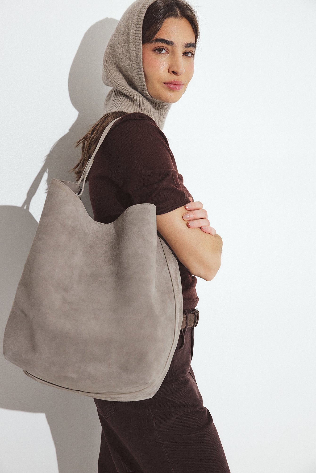 NA-KD Cabas en daim doux - Sacs - Gris - One Size - NA-KD / NAKD
