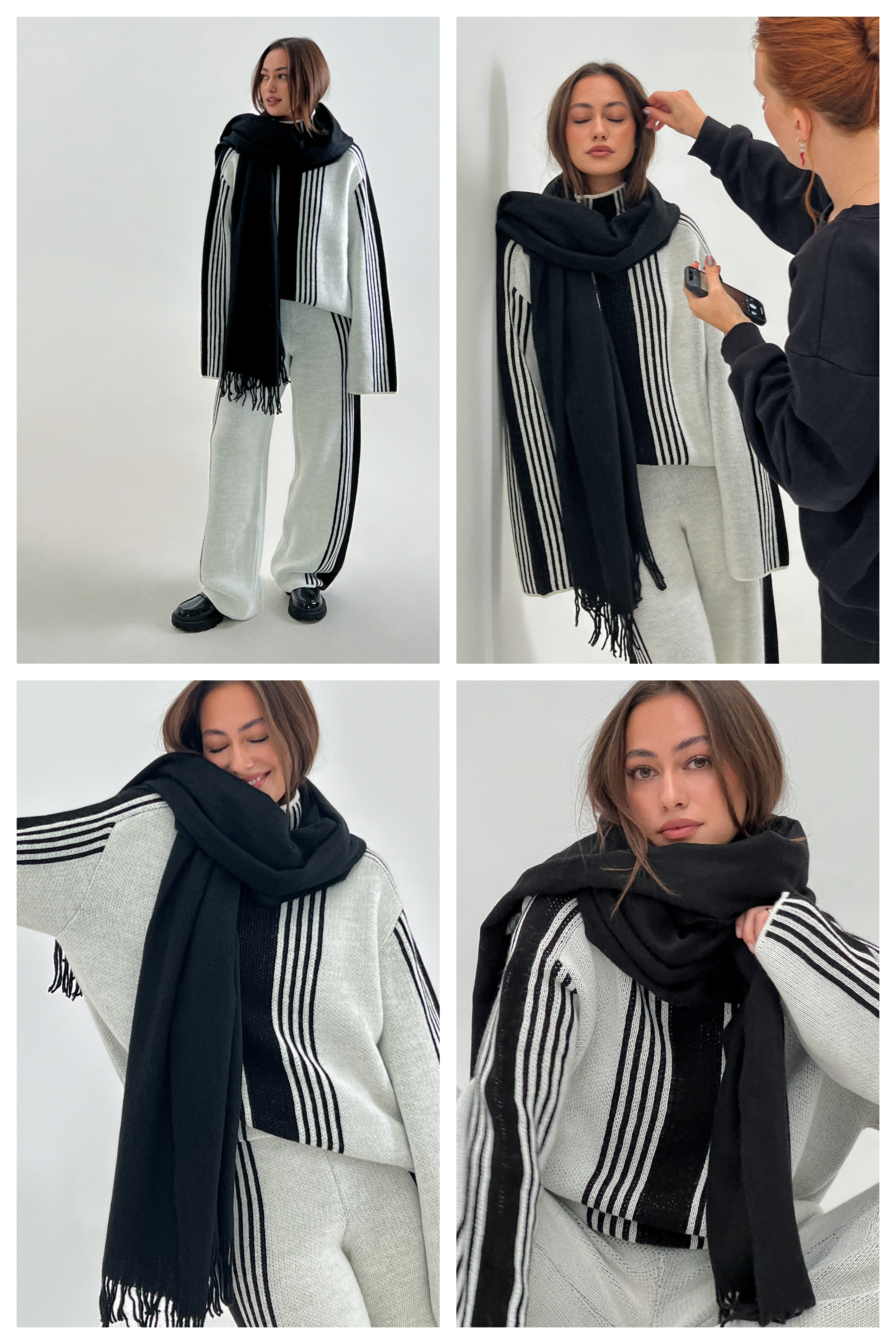 Plomo o plata Wollen sjaal zwart-wit abstract patroon casual uitstraling Accessoires Sjaals Wollen sjaals 