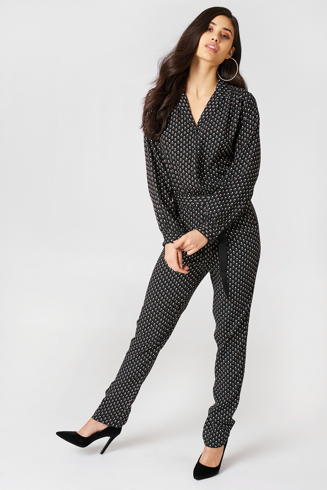 Black With Print Natrione Jumpsuit