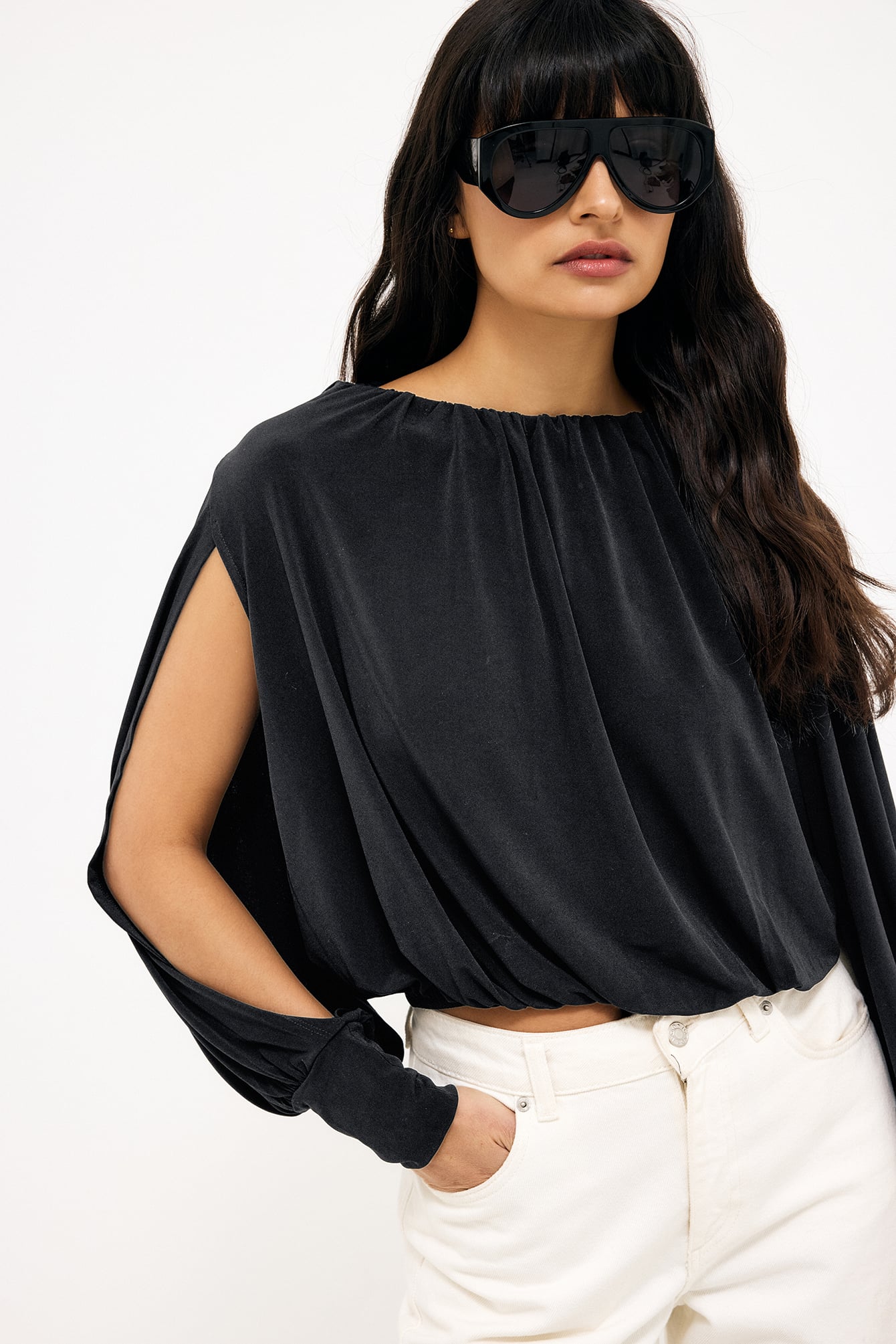 Blusa con mangas divididas - Blusas - Black - XS - NA-KD / NAKD