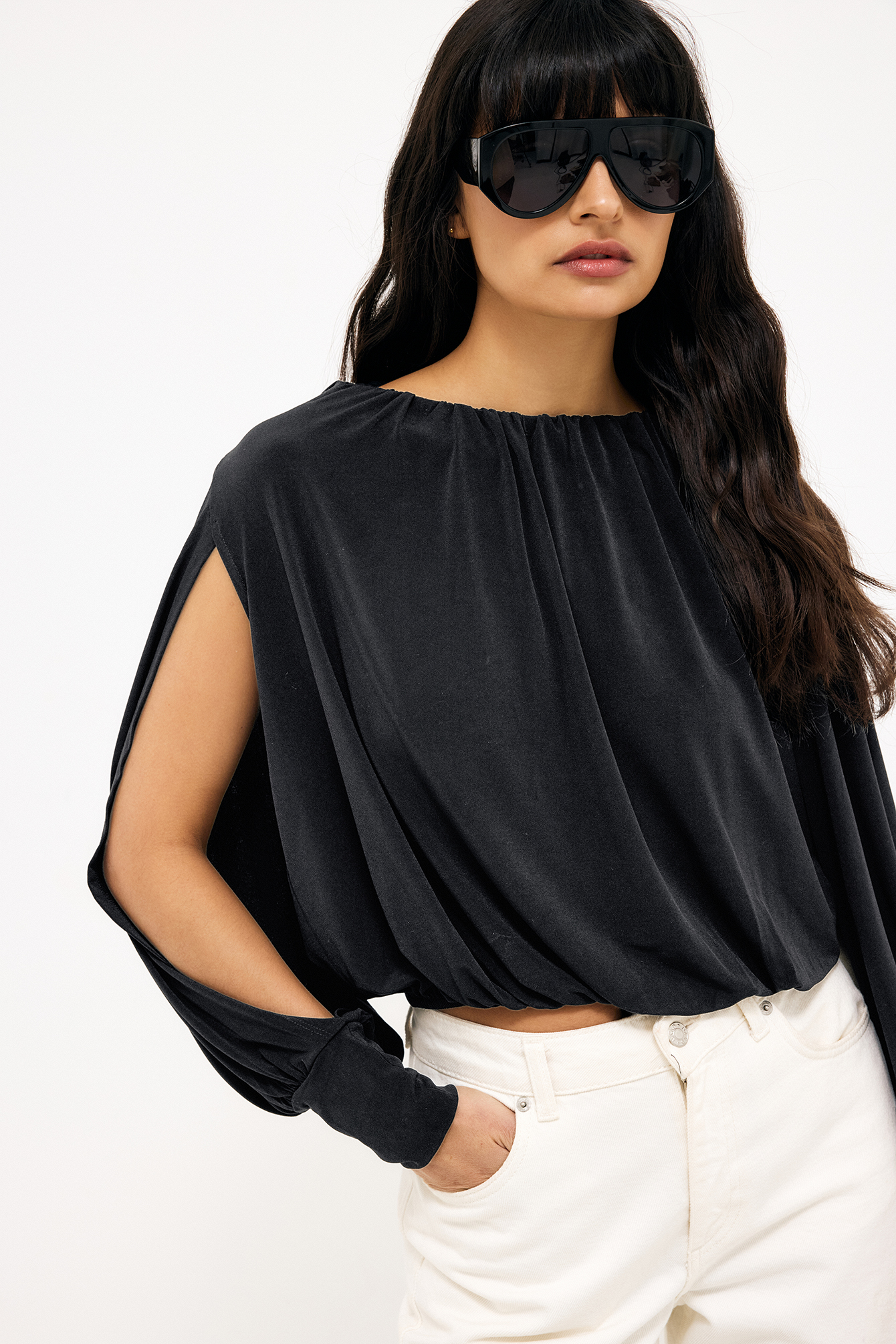 Blusa con mangas divididas - Blusas - Black - S - NA-KD / NAKD