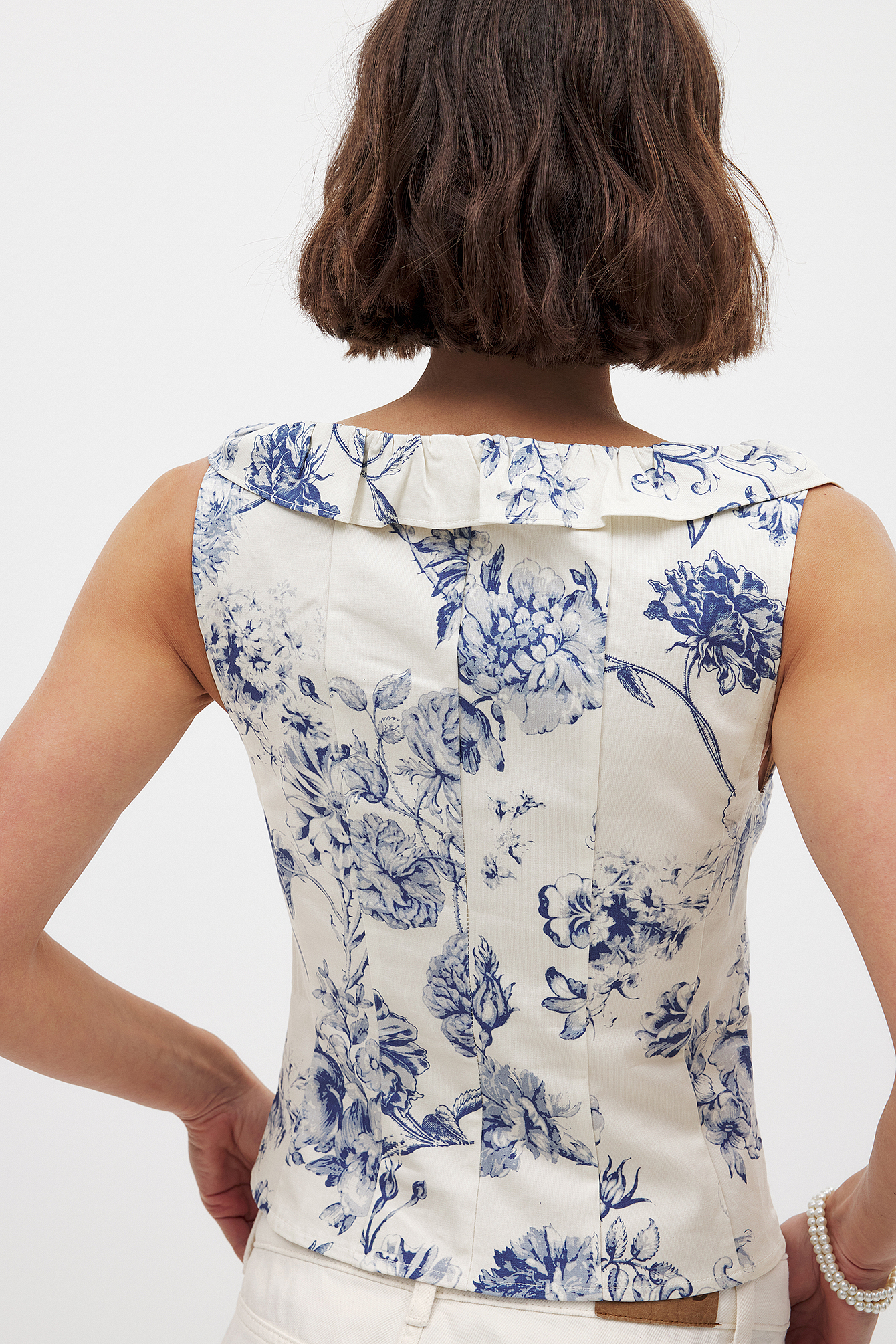 NA-KD Square Neck Ruffle Corset Top - Corset Tops - Flower - EU 40 - NA-KD / NAKD
