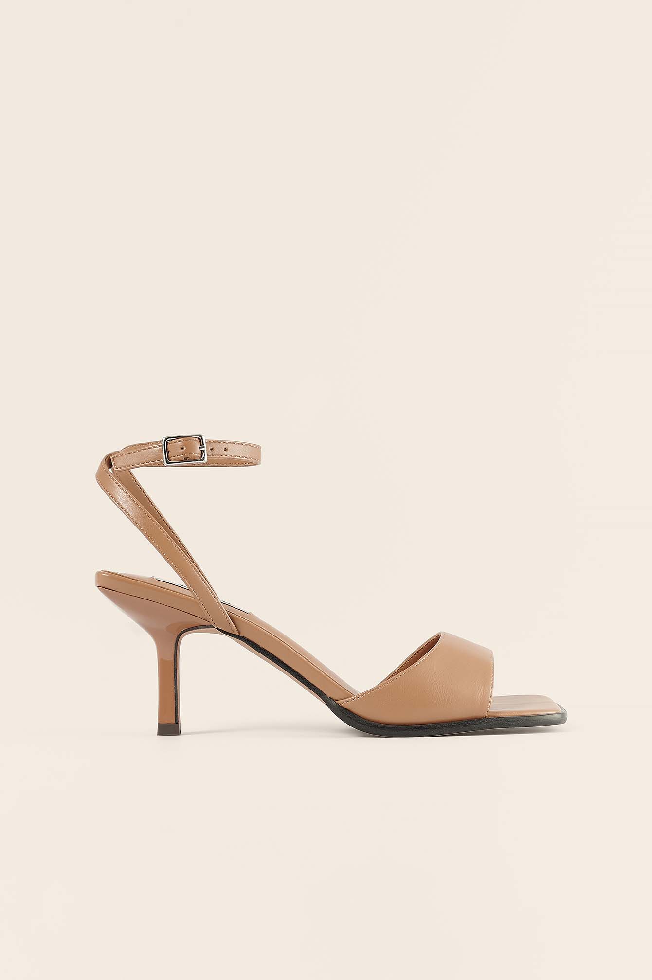 Amazon.com | Perphy Beige Ankle Strap Open Toe Chunky High Heels Sandals  for Women 6 M US | Heeled Sandals