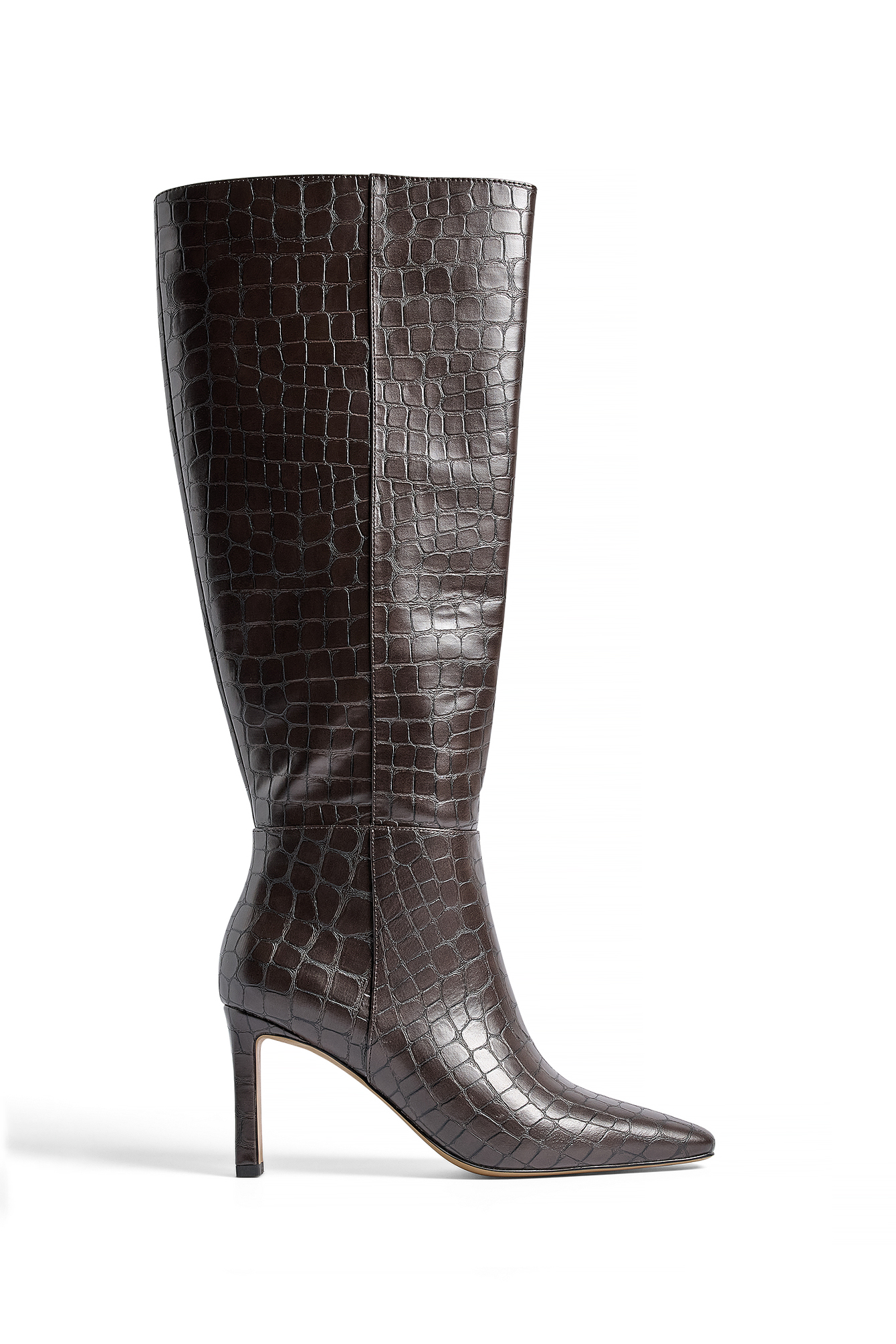Botas con estampado de cocodrilo y punta cuadrada - Botas - Brown - EU 37 - NA-KD / NAKD